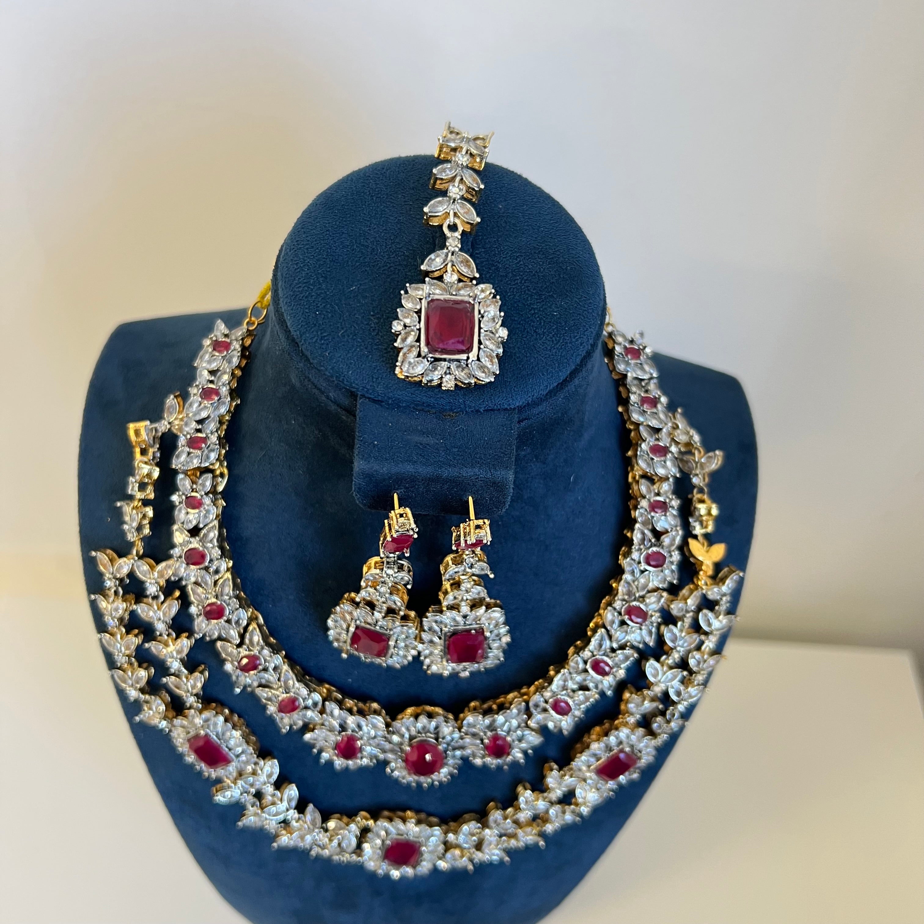 Zarnab Necklace Set Hot Pink