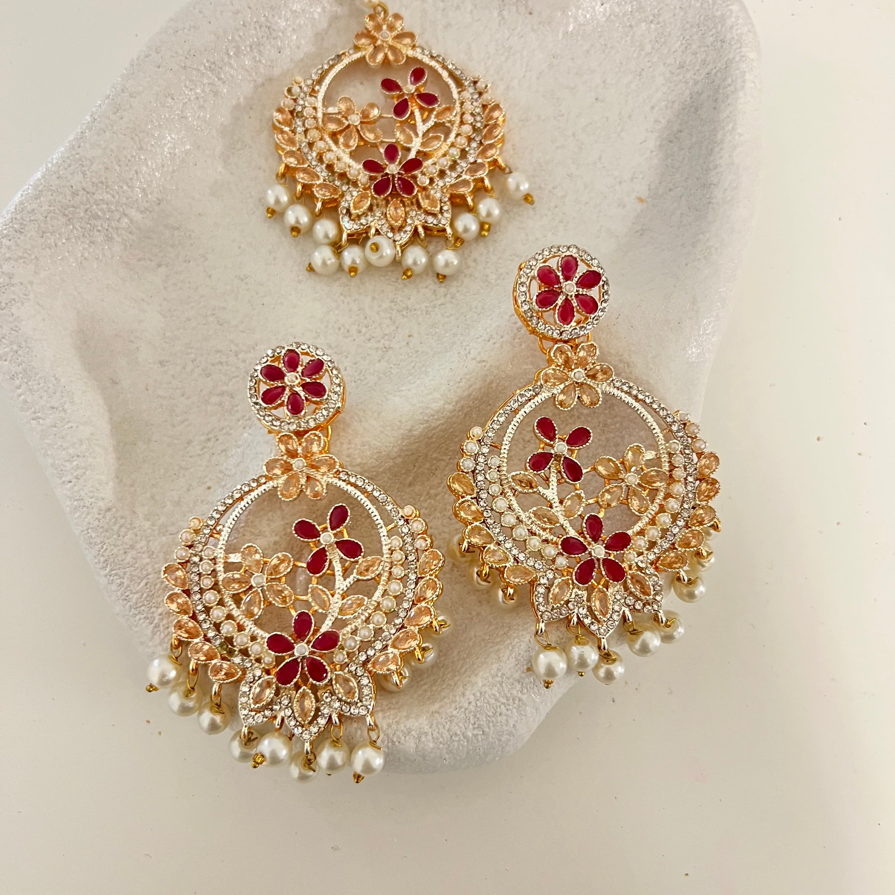 Suraya Earrings & Tikka Set