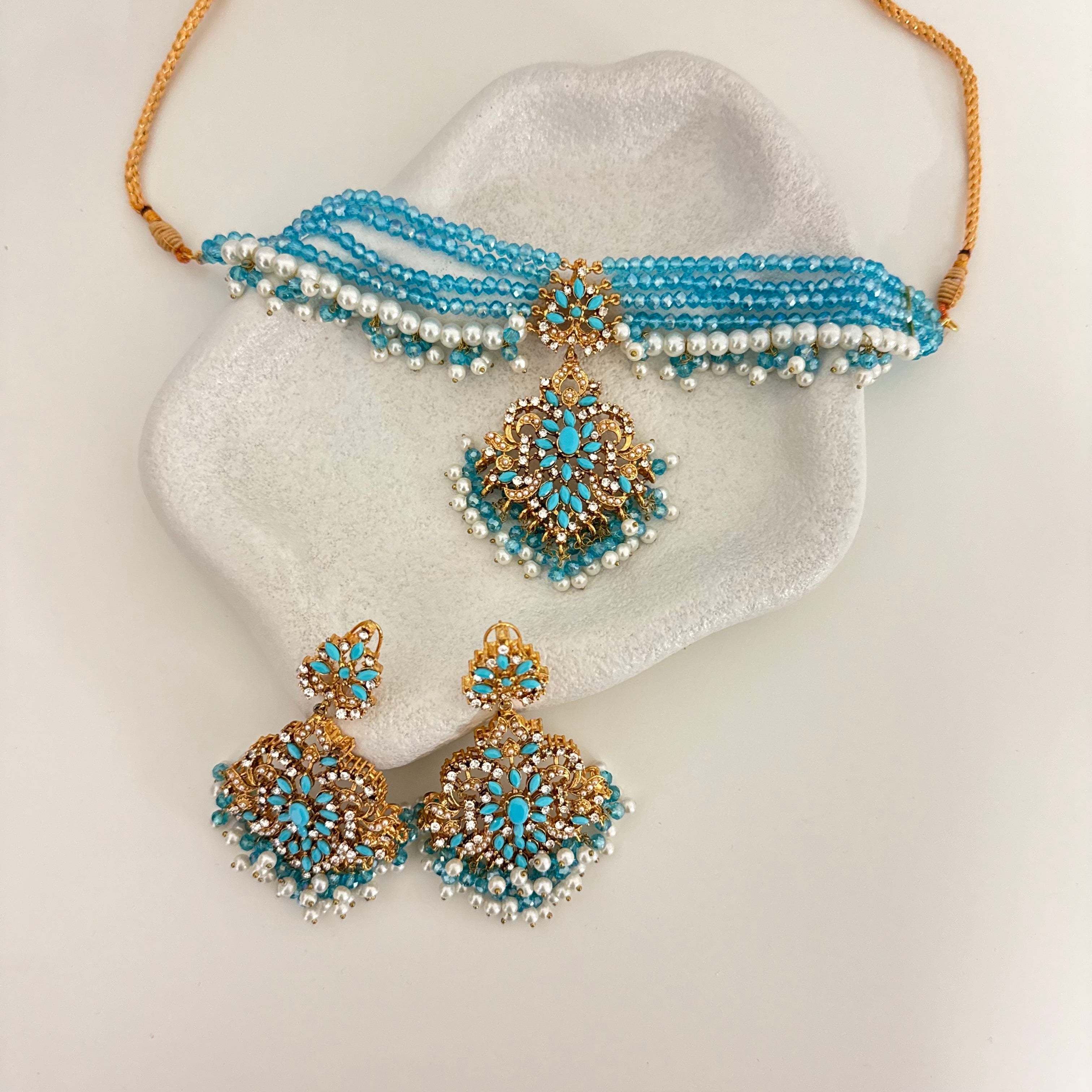 Ariana Choker Set Blue