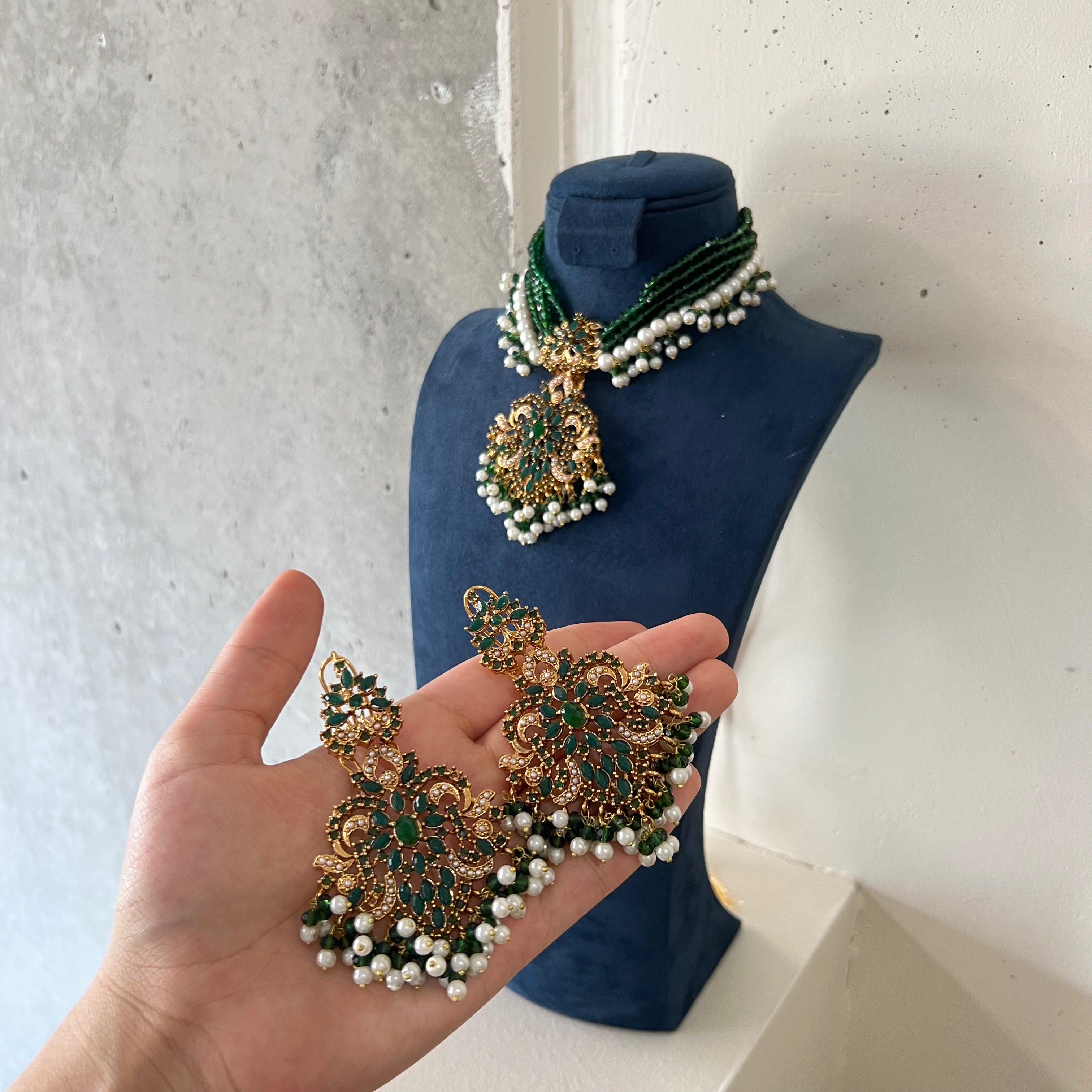 Ariana Choker Set Green