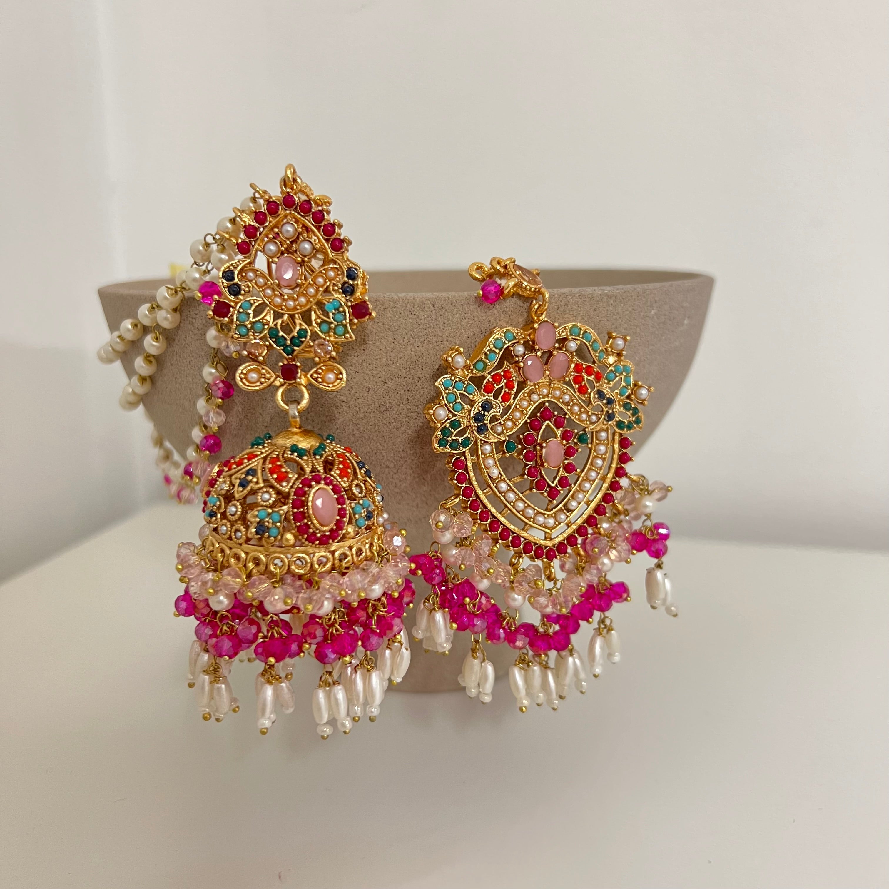 Zuni Earrings & Tikka Pink