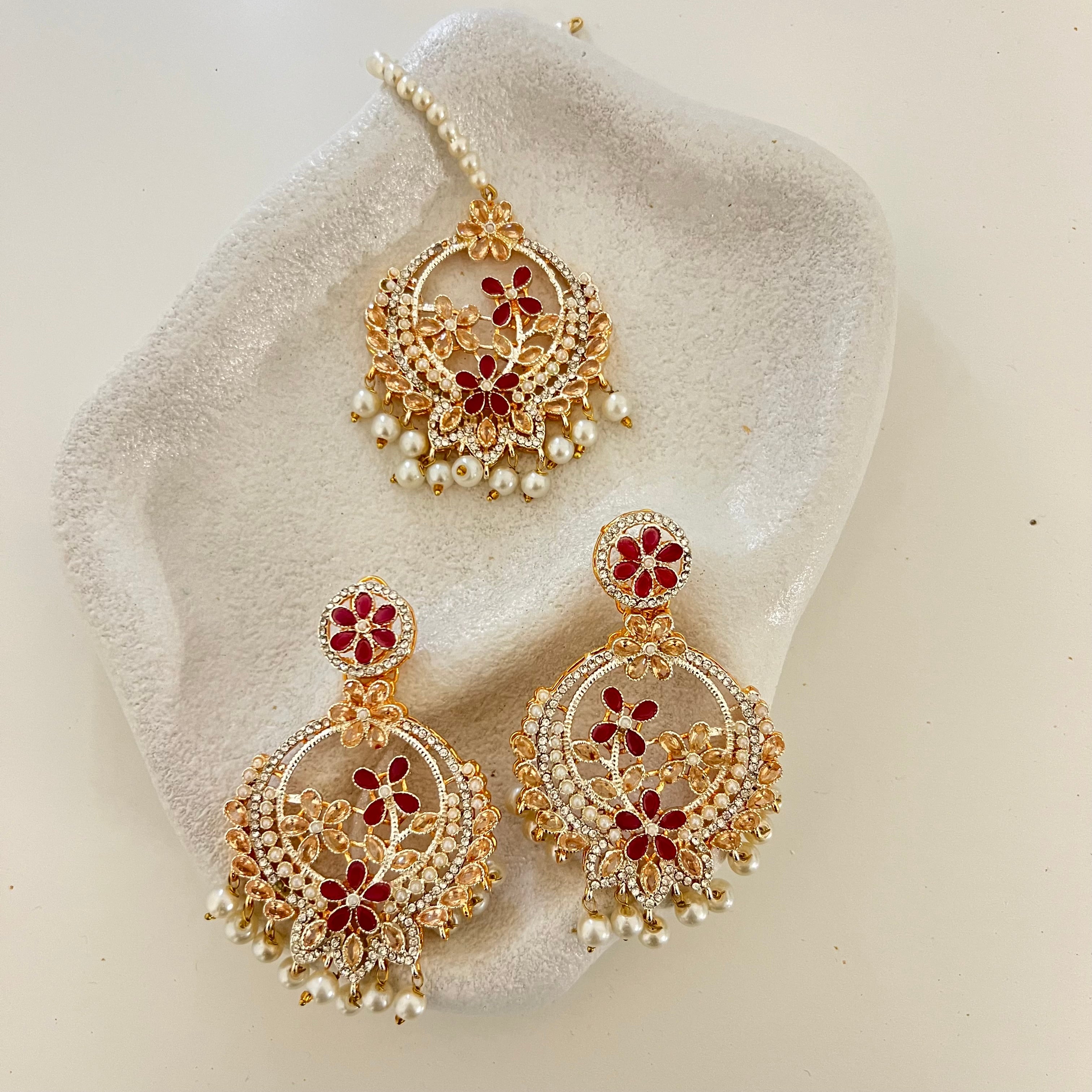 Suraya Earrings & Tikka Set