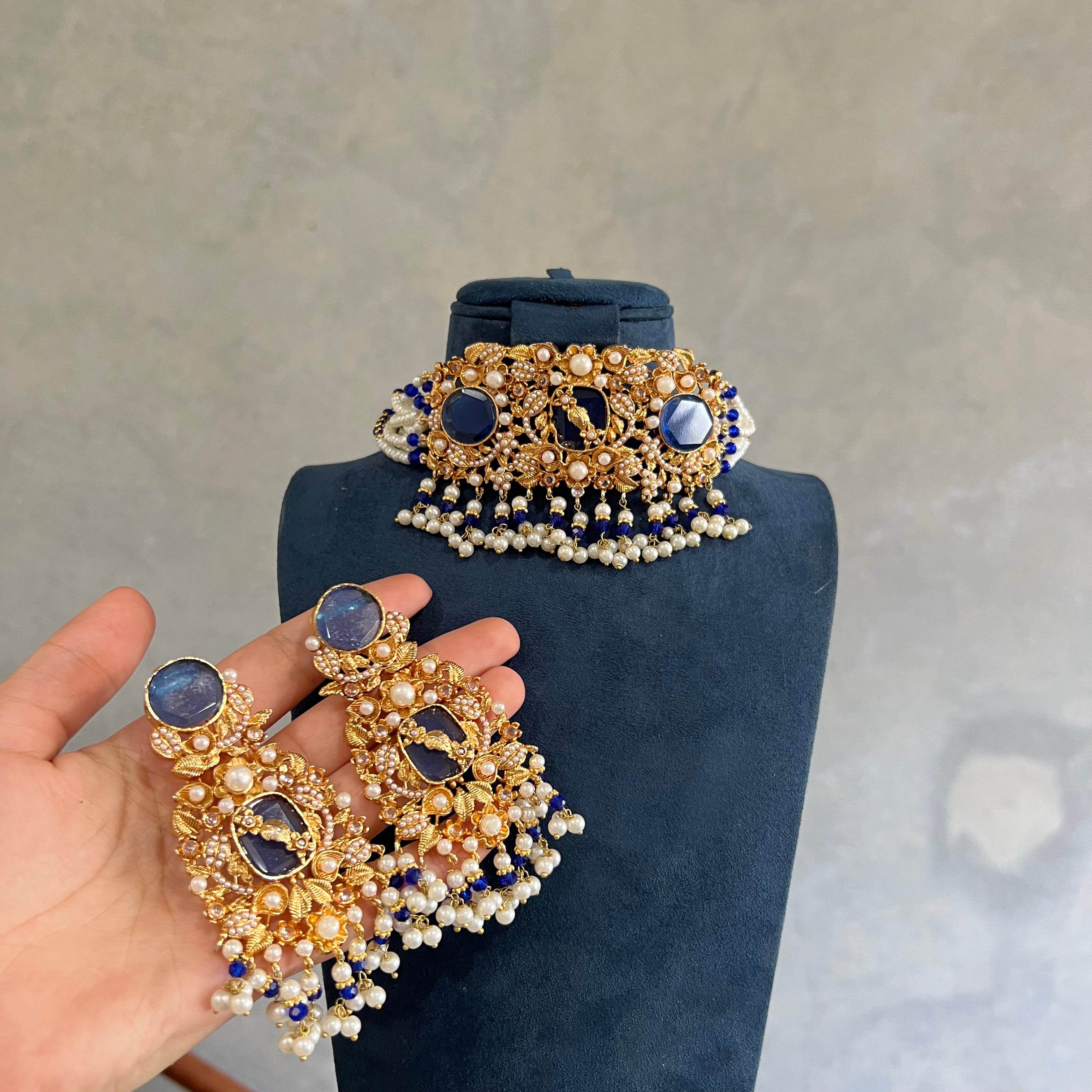 Rozina Choker Set Blue