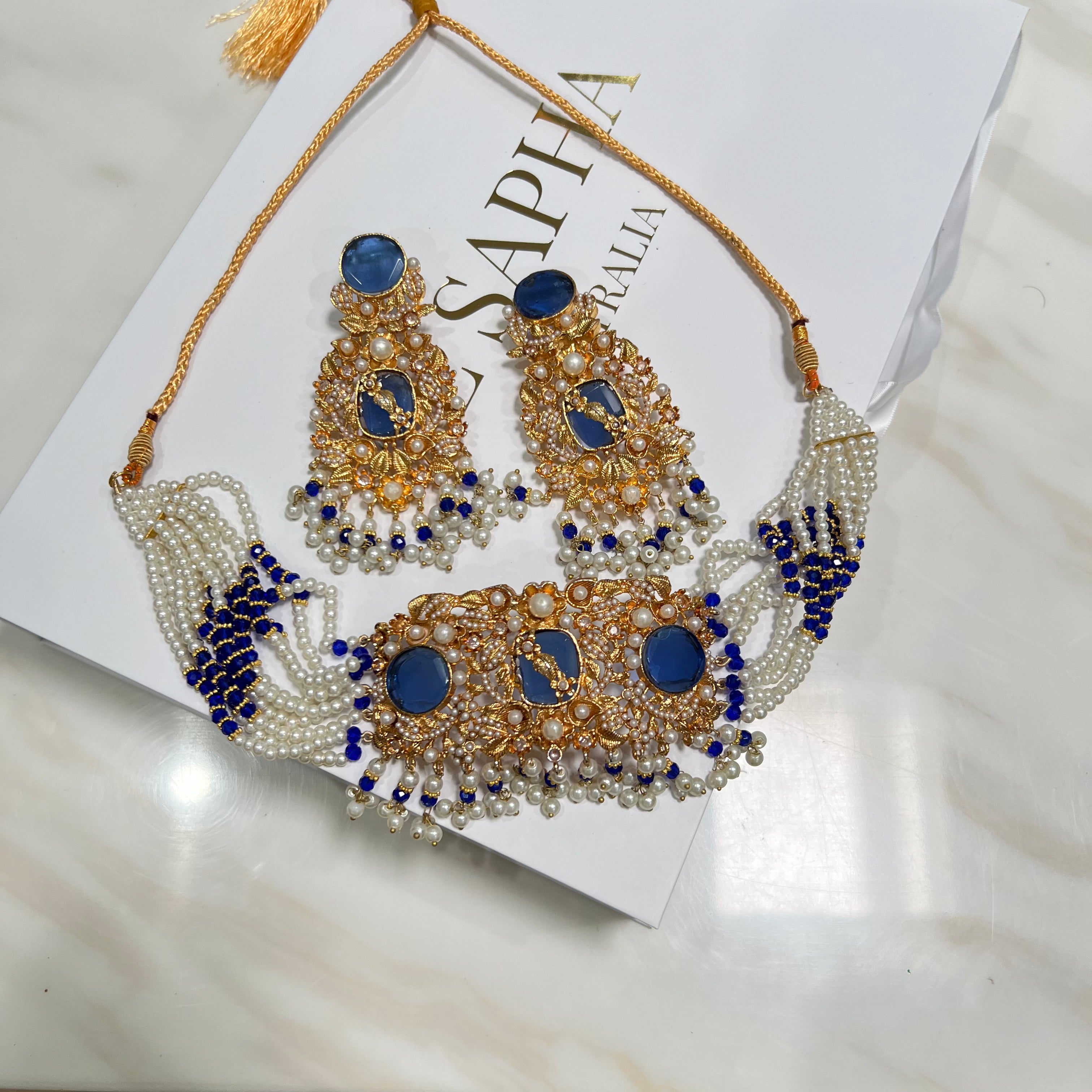 Rozina Choker Set Blue
