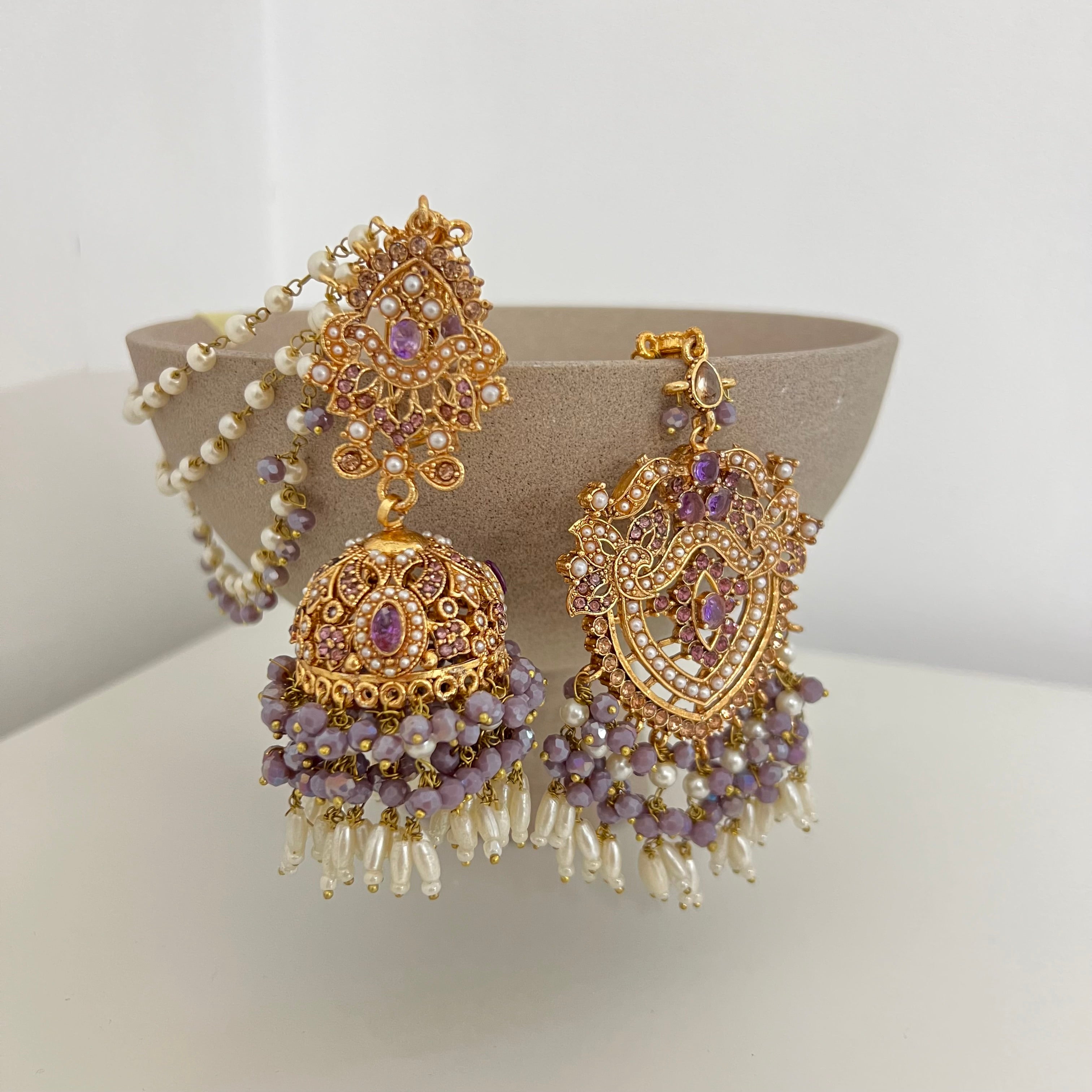 Zuni Earrings & Tikka Purple