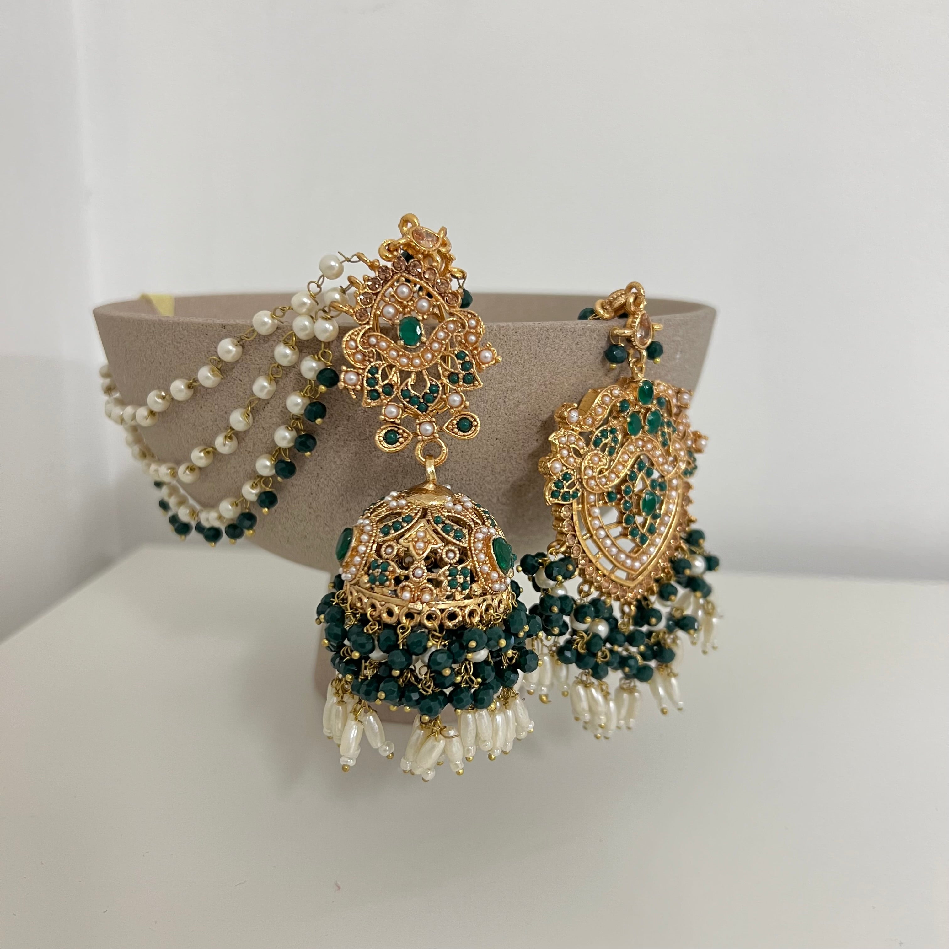 Zuni Earrings & Tikka Green