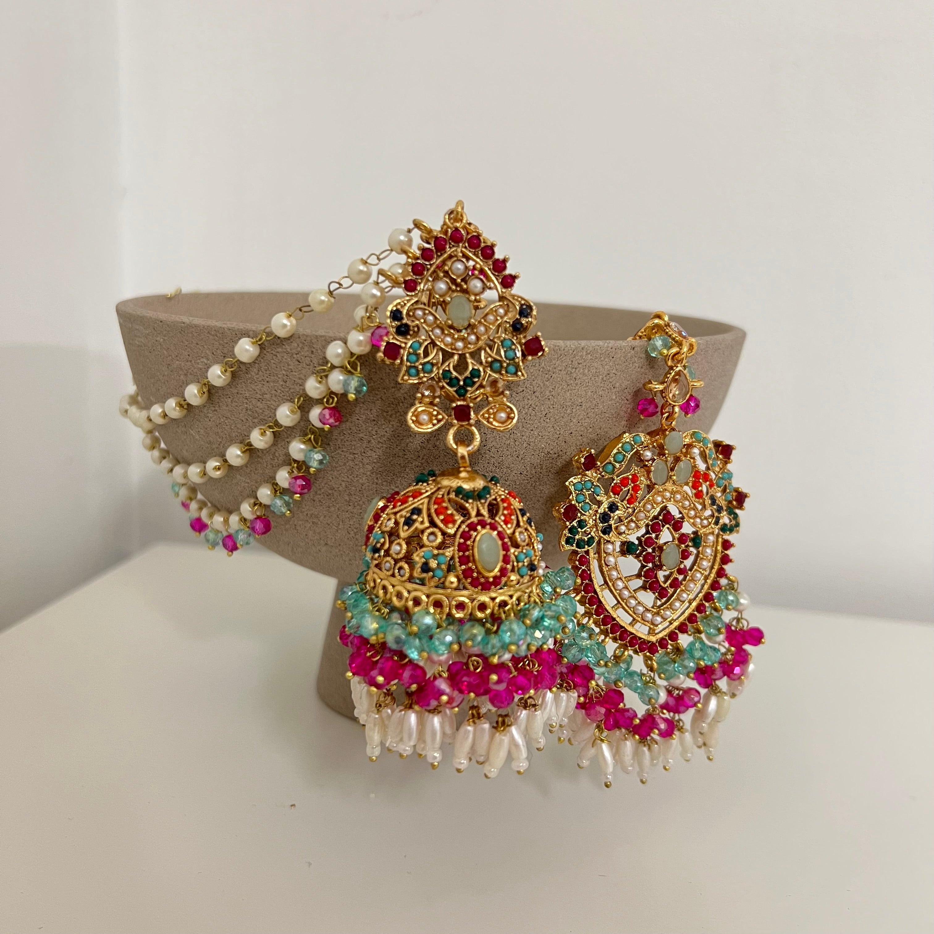 Zuni Earrings & Tikka Blue/Pink