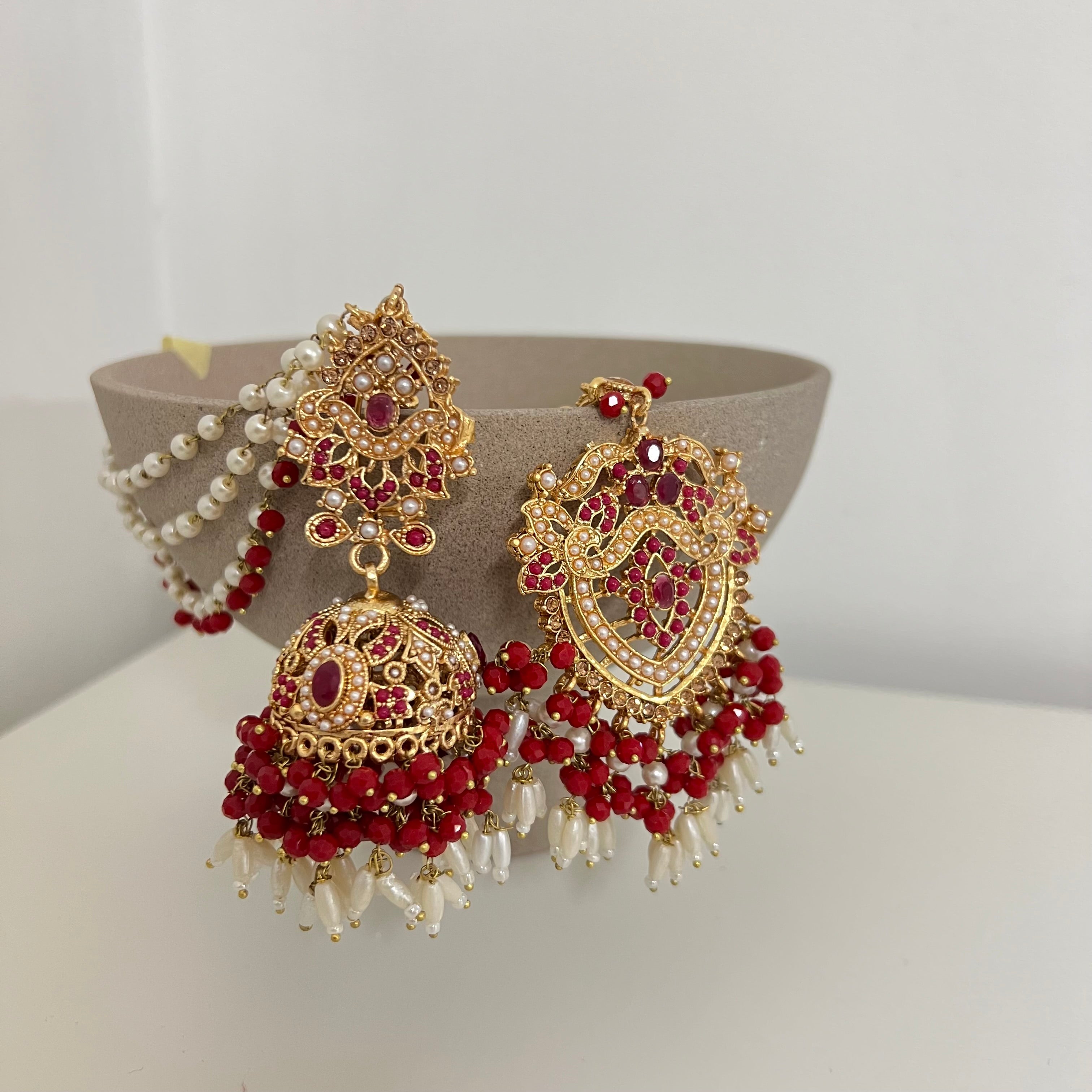 Zuni Earrings & Tikka Red