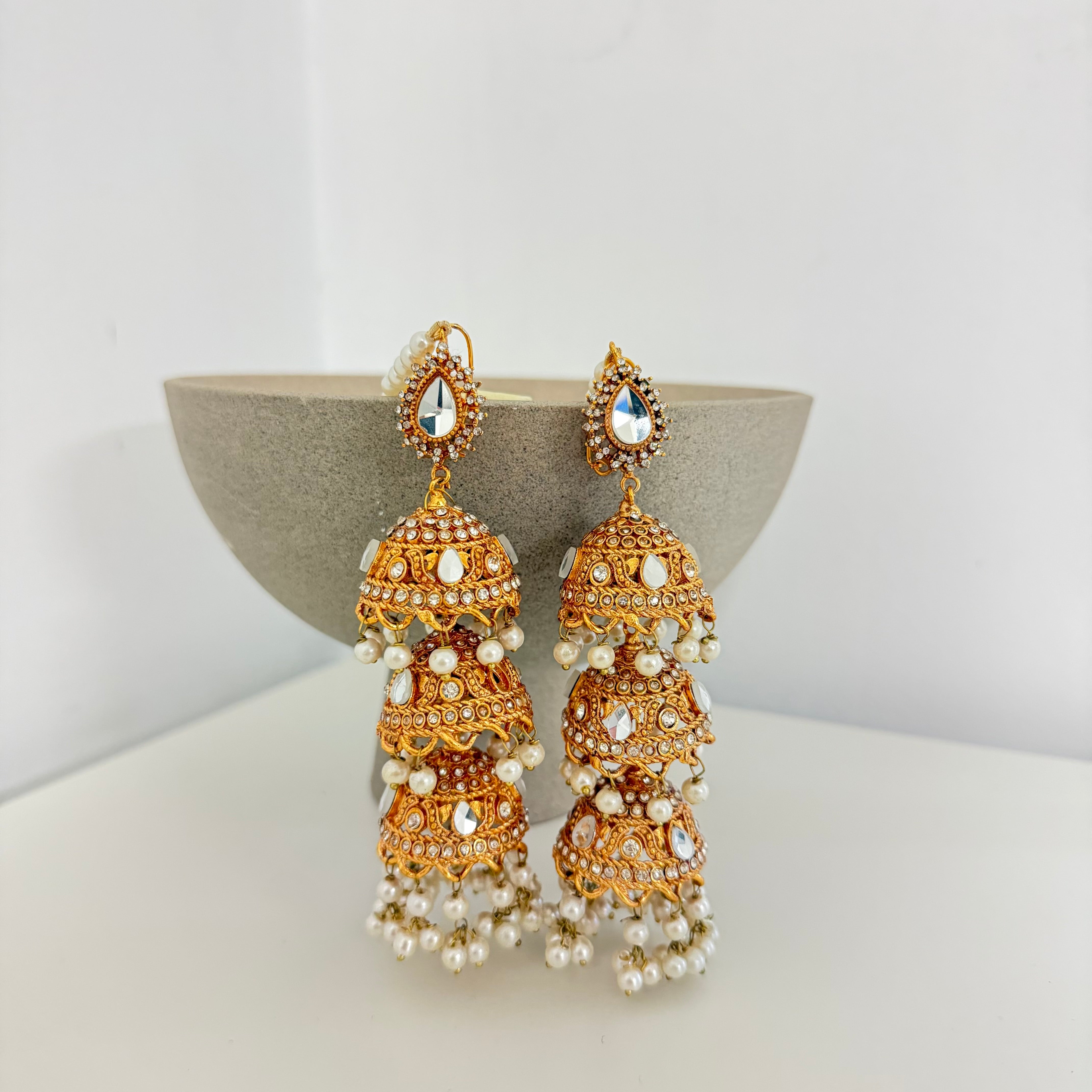 Arooj Jhumki Earrings & Saharey Gold