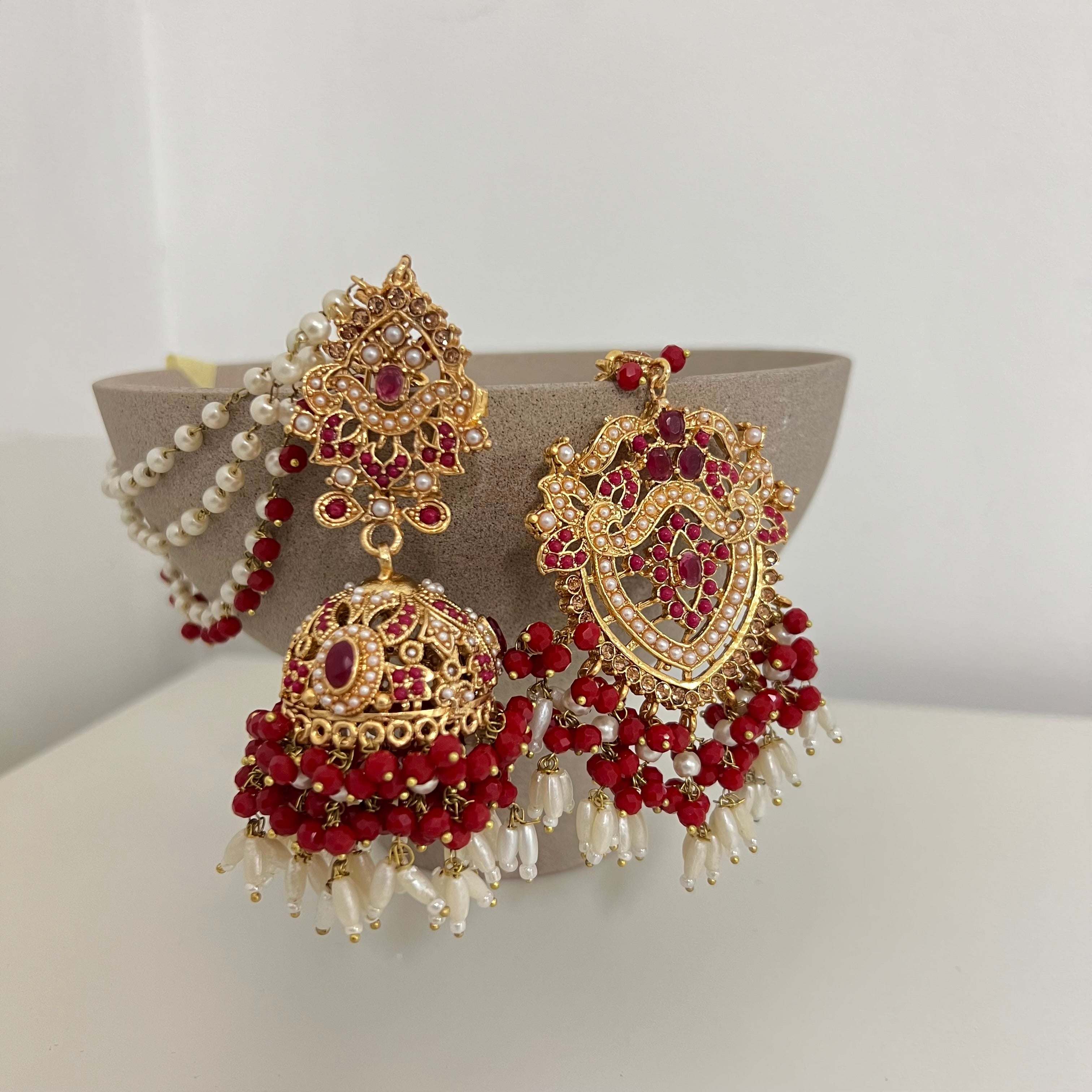 Zuni Earrings & Tikka Red
