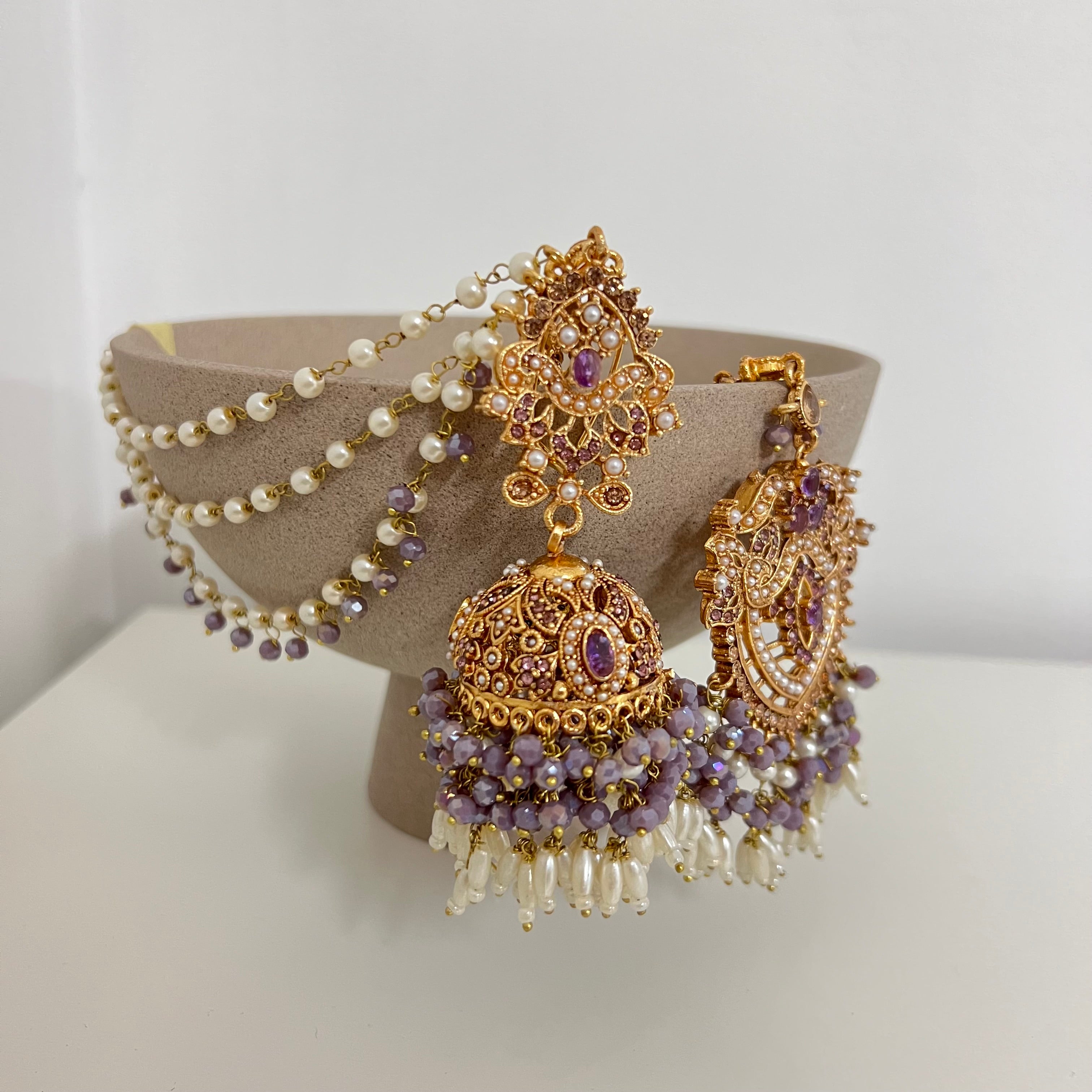 Zuni Earrings & Tikka Purple