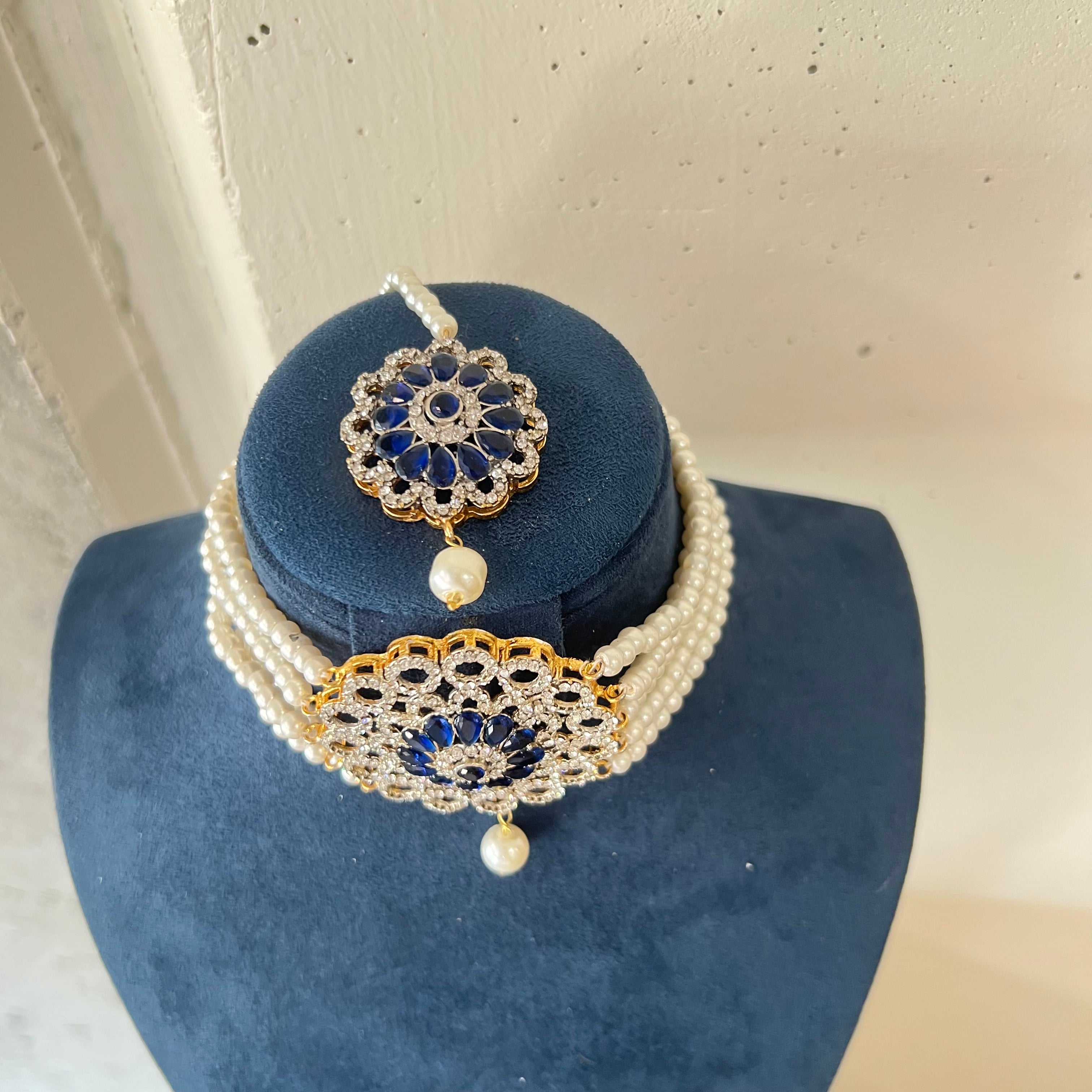 Maha Choker Set Saphire Blue