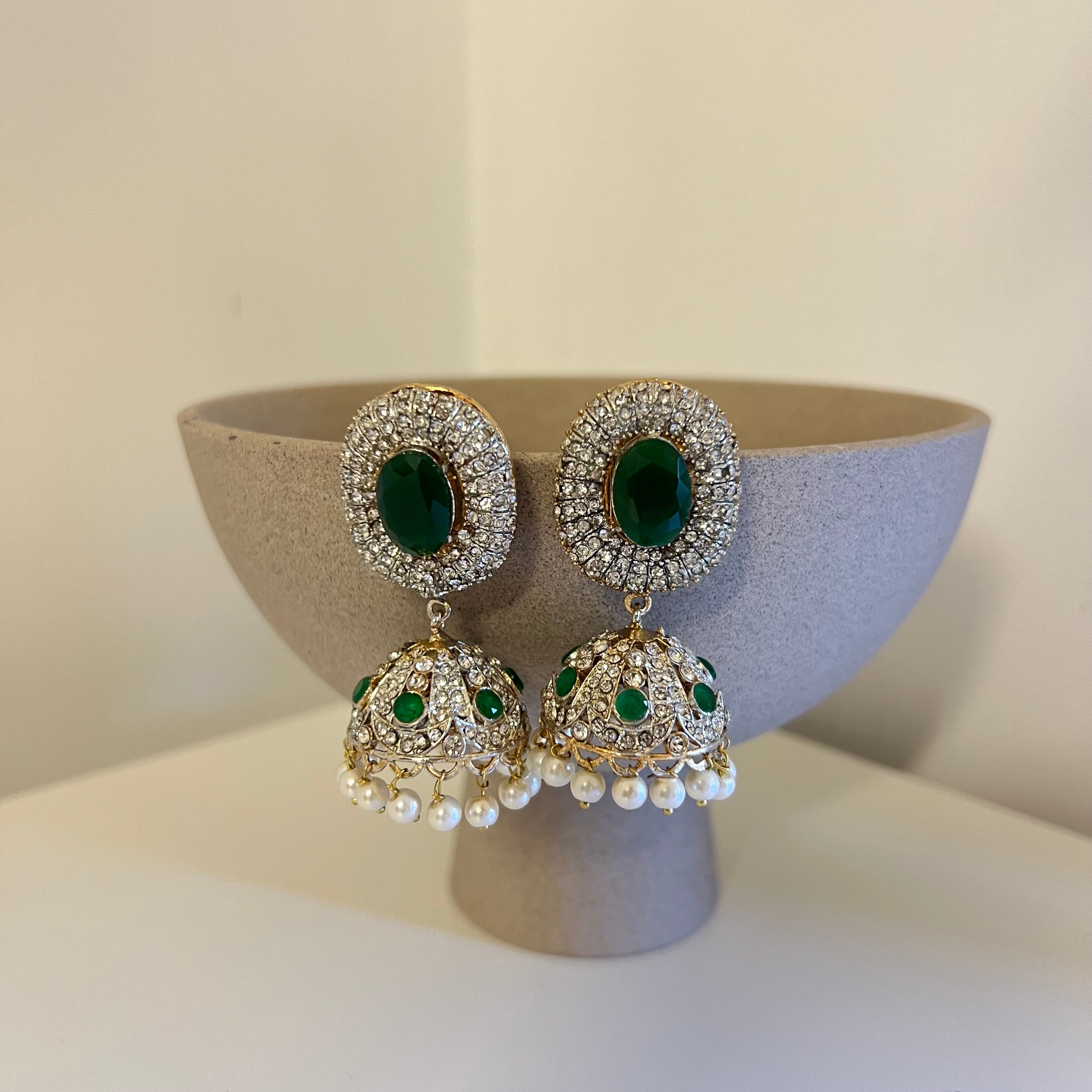 Sahar Jhumki Earrings Green