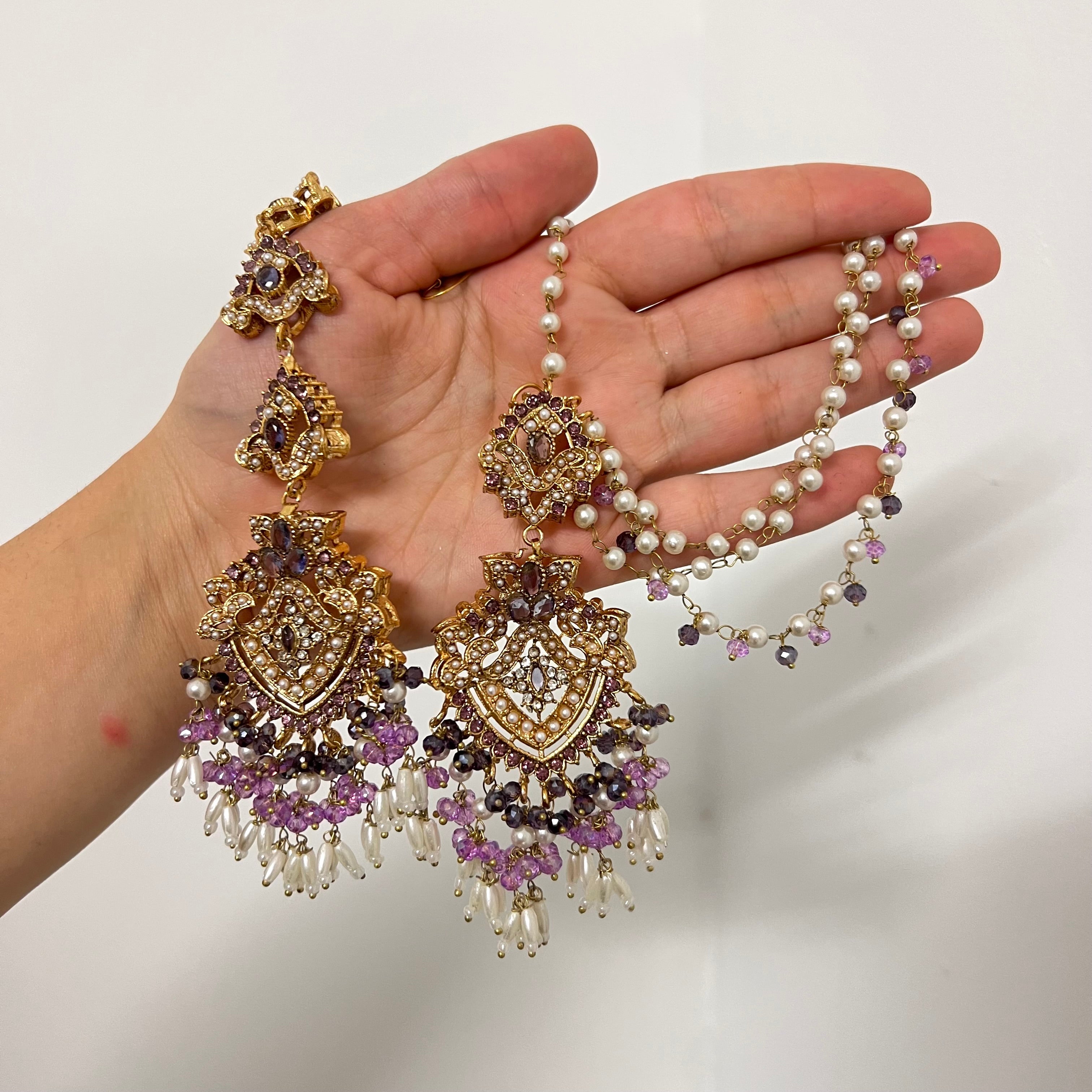 Sarah Earrings & Tikka Purple