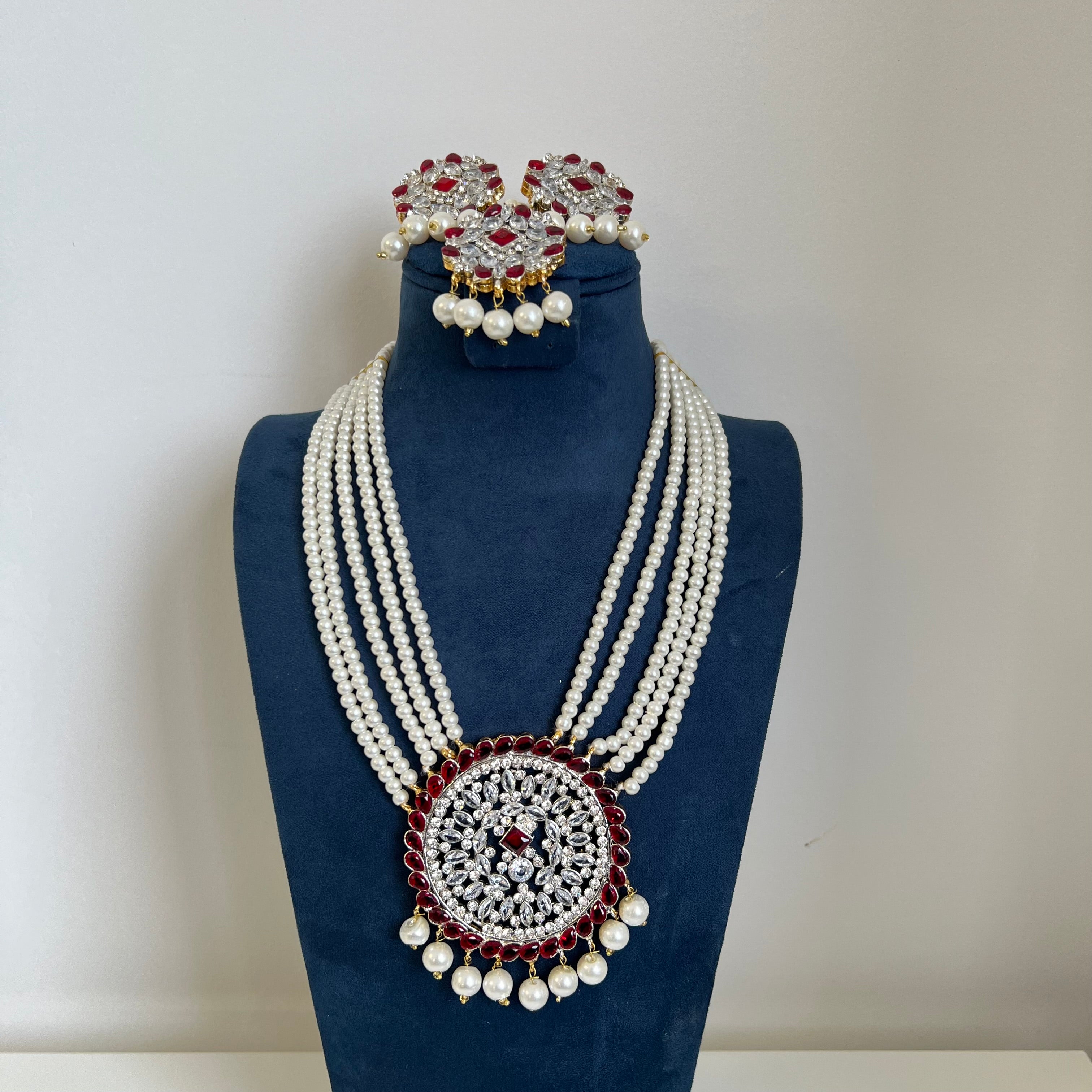 Maham long Necklace Set Red