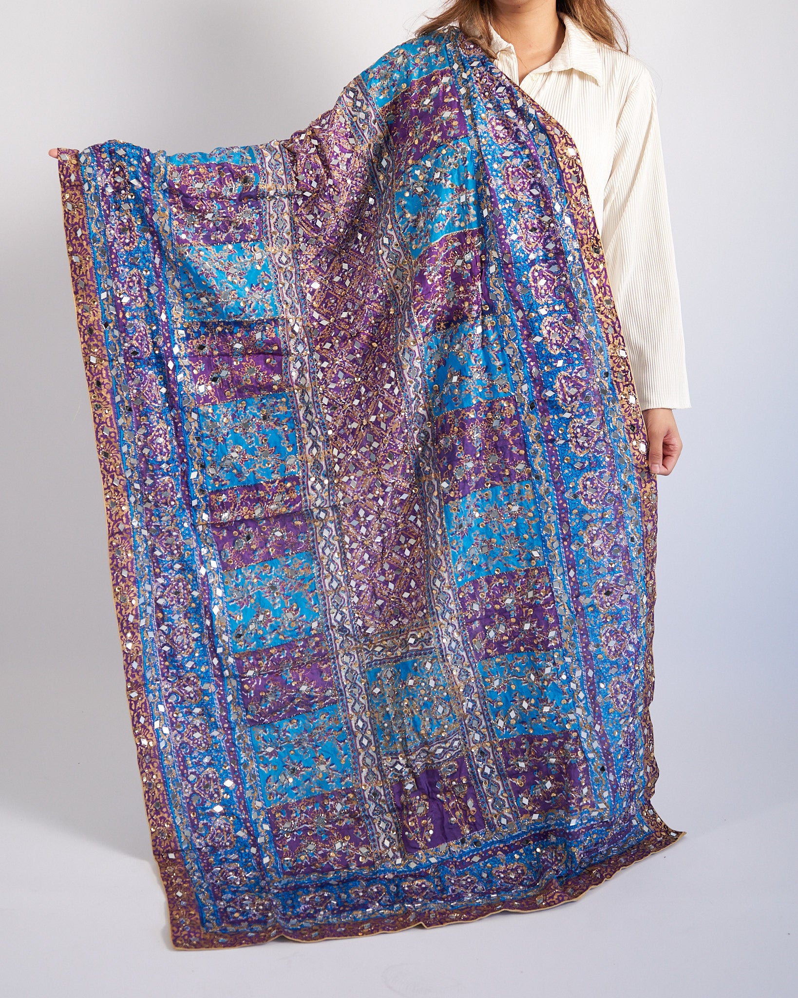 Aleena Blue Silk Dupatta