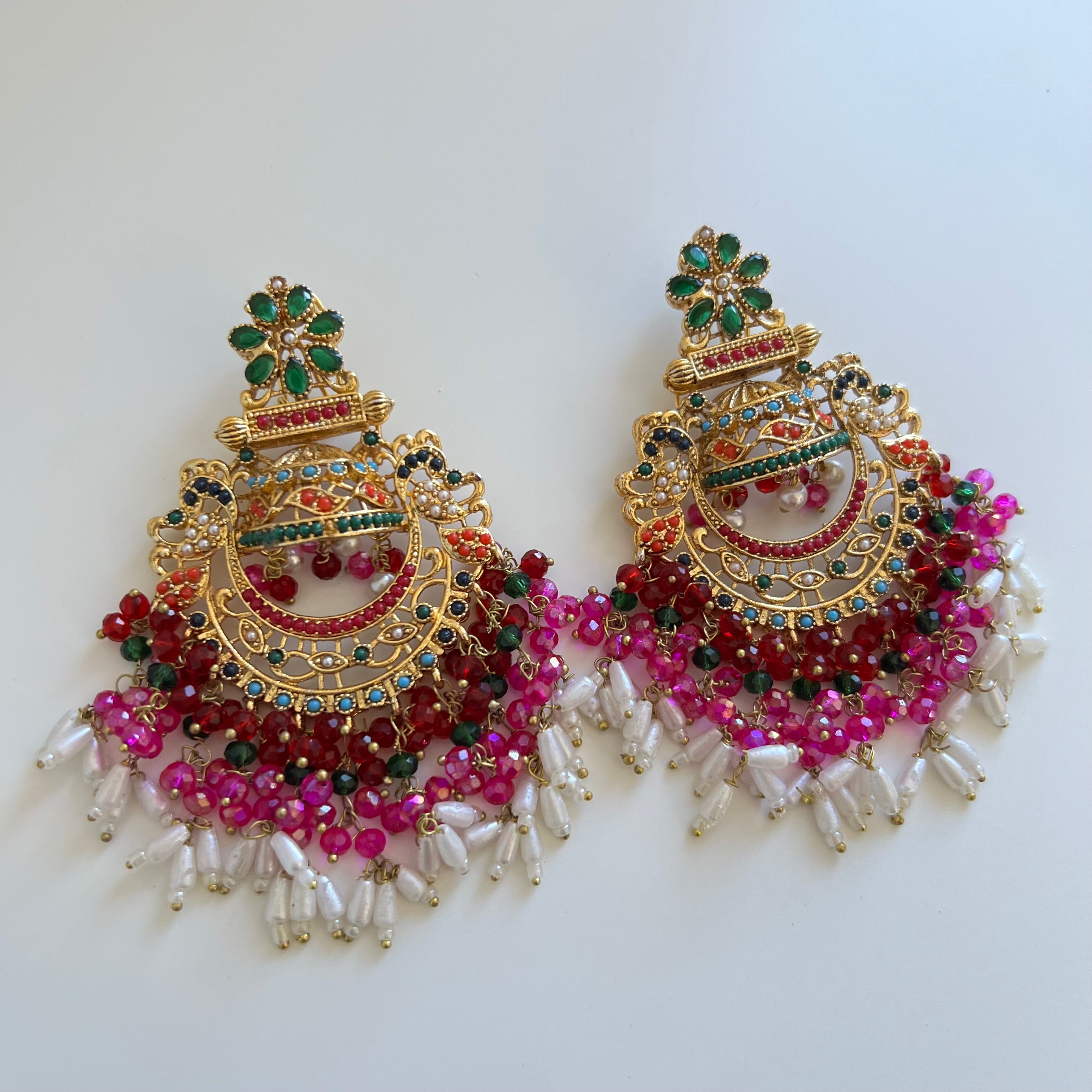 Zisha Earring Red Green Pink