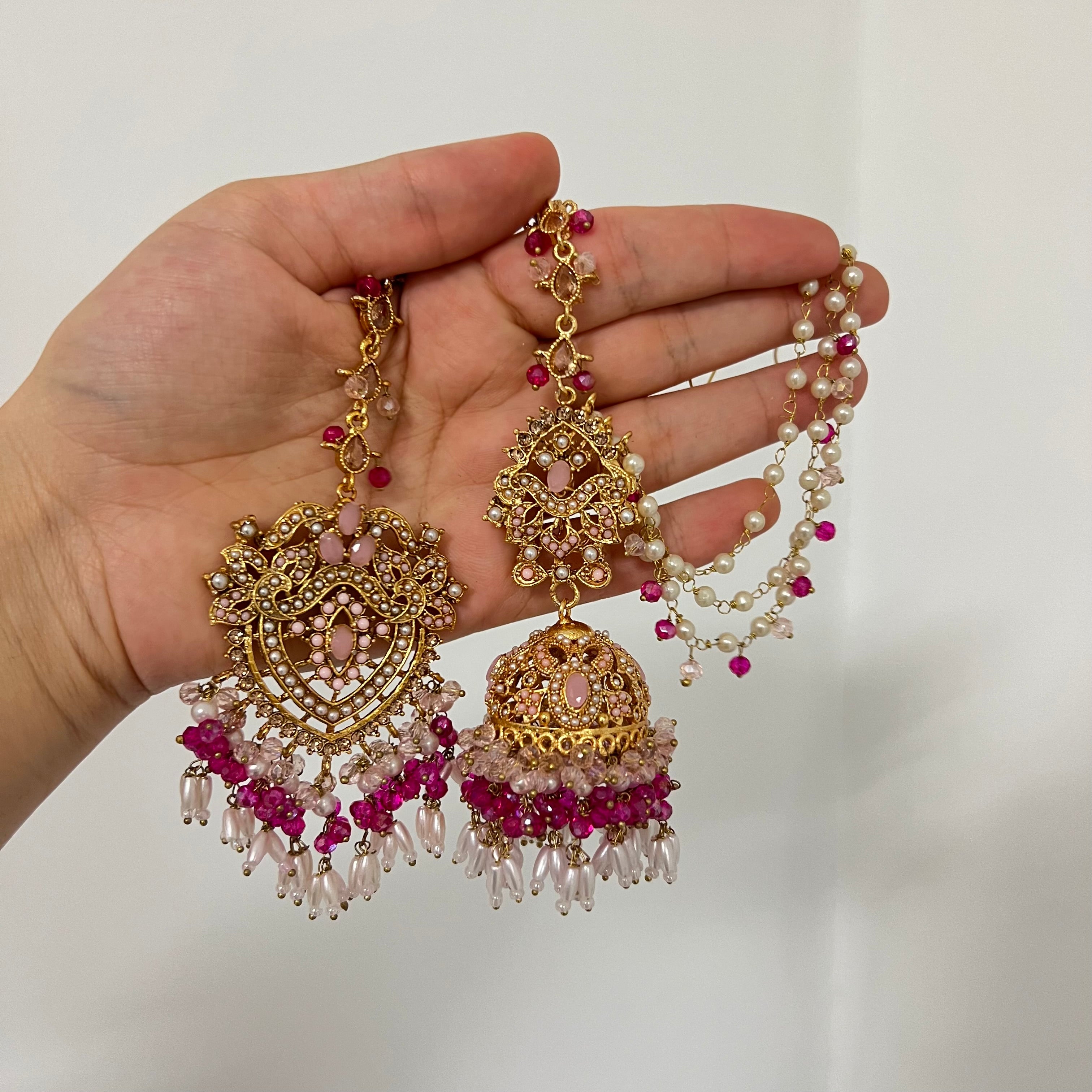 Zuni Earrings & Tikka Pink