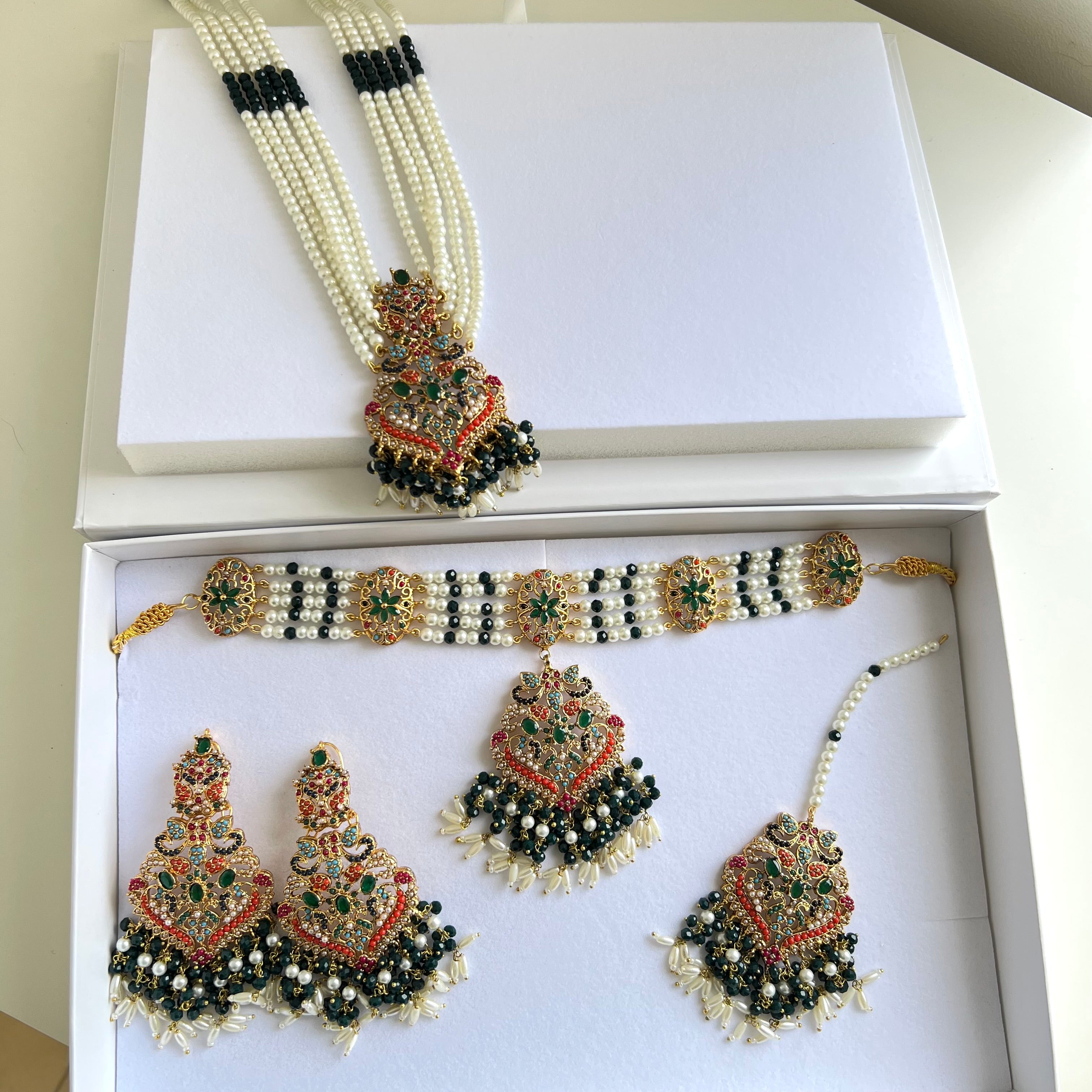 Anam Double Necklace Set Green