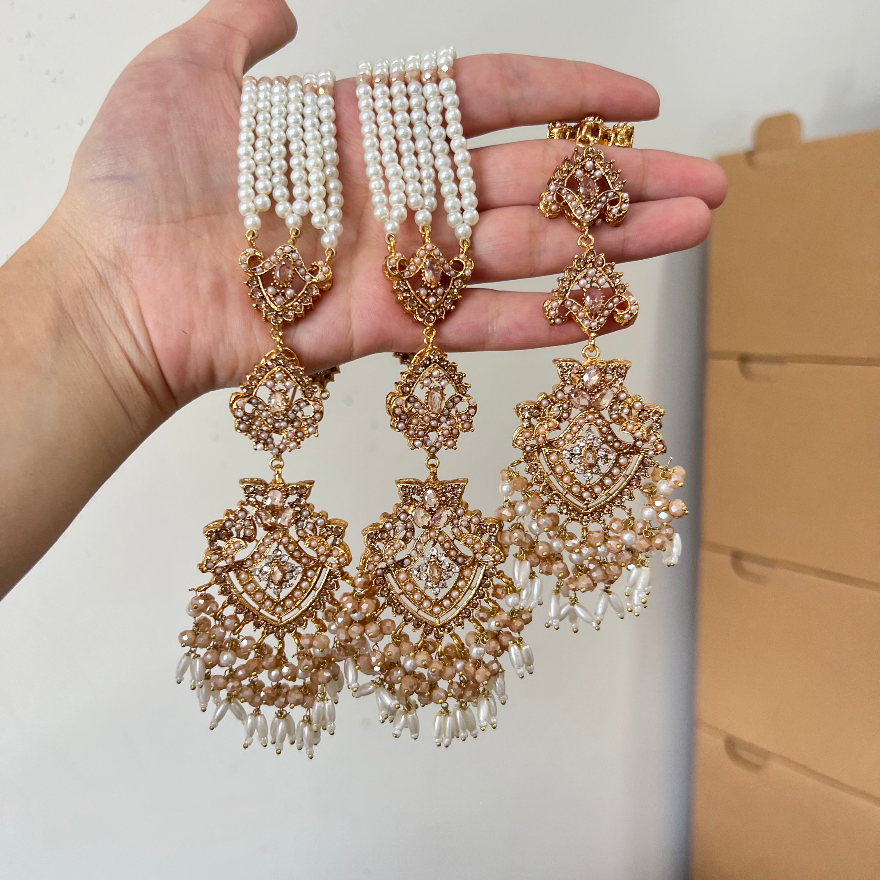 Sureya Earrings & Tikka Gold