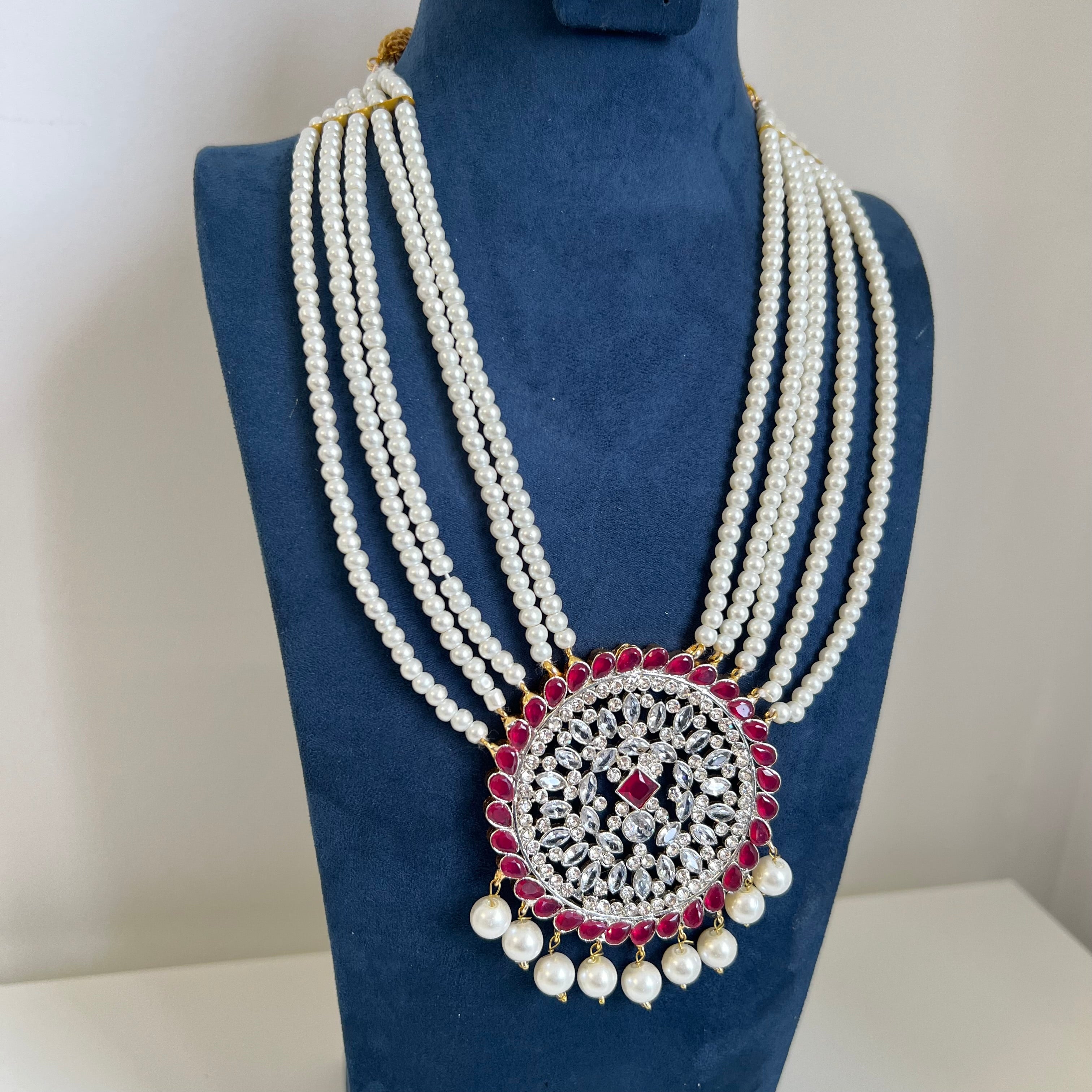 Maham long Necklace Set Pink