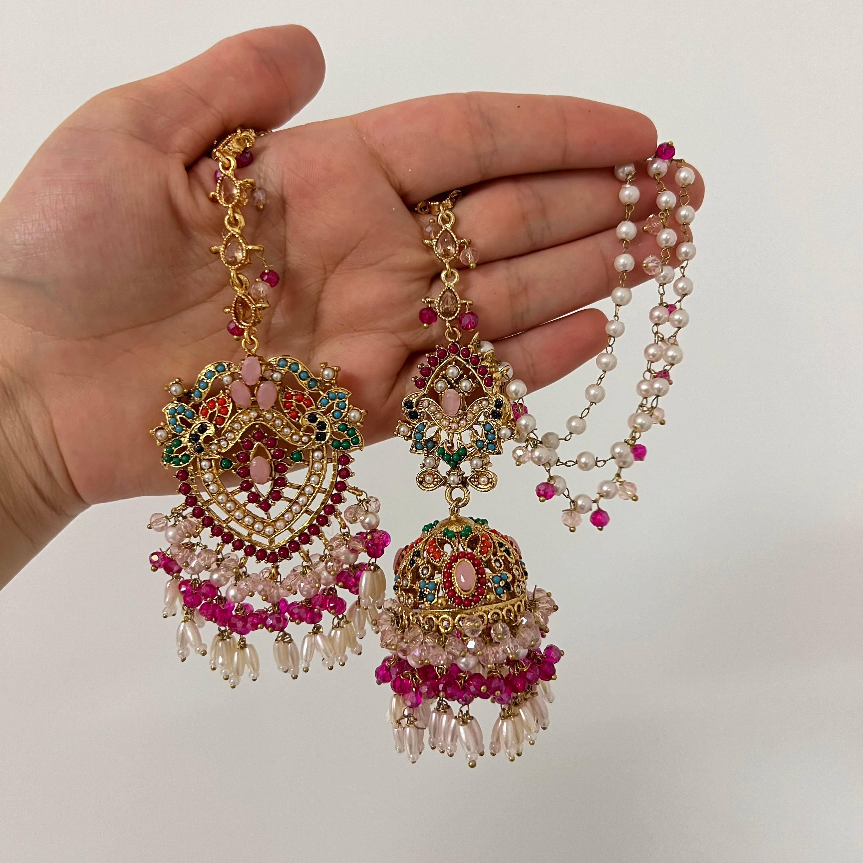 Zuni Earrings & Tikka Pink