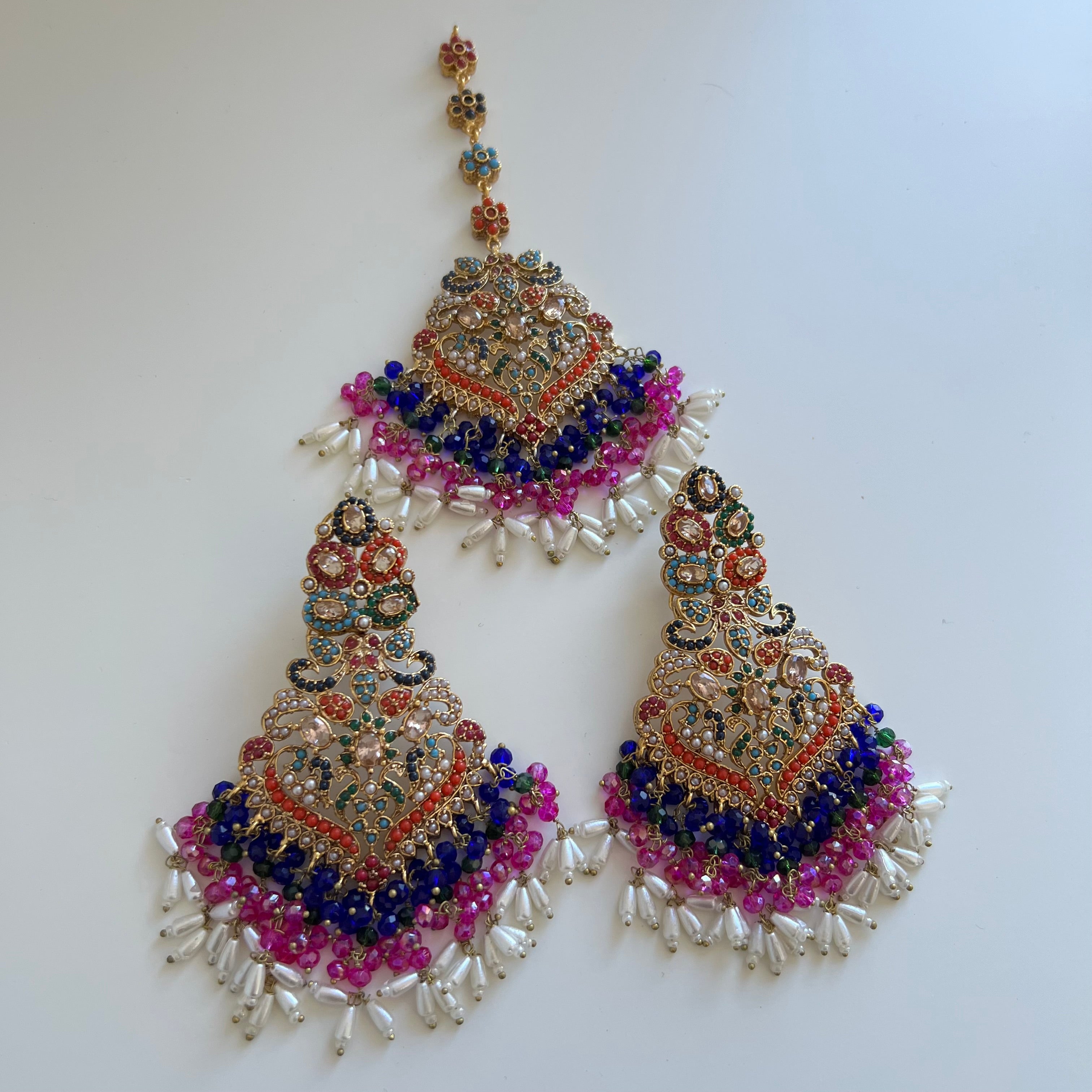 Anam Earring & Tikka Set Navy/Purple