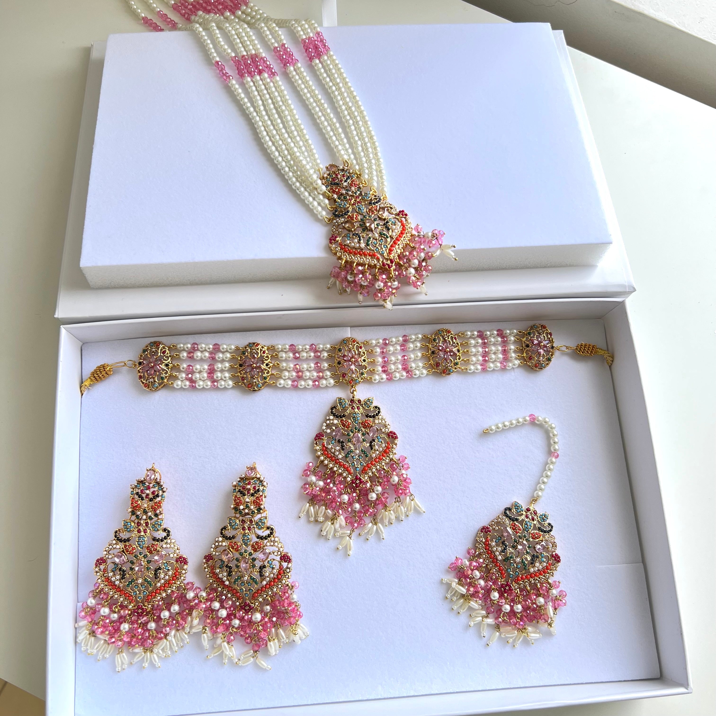 Anam Double Necklace Set Pink