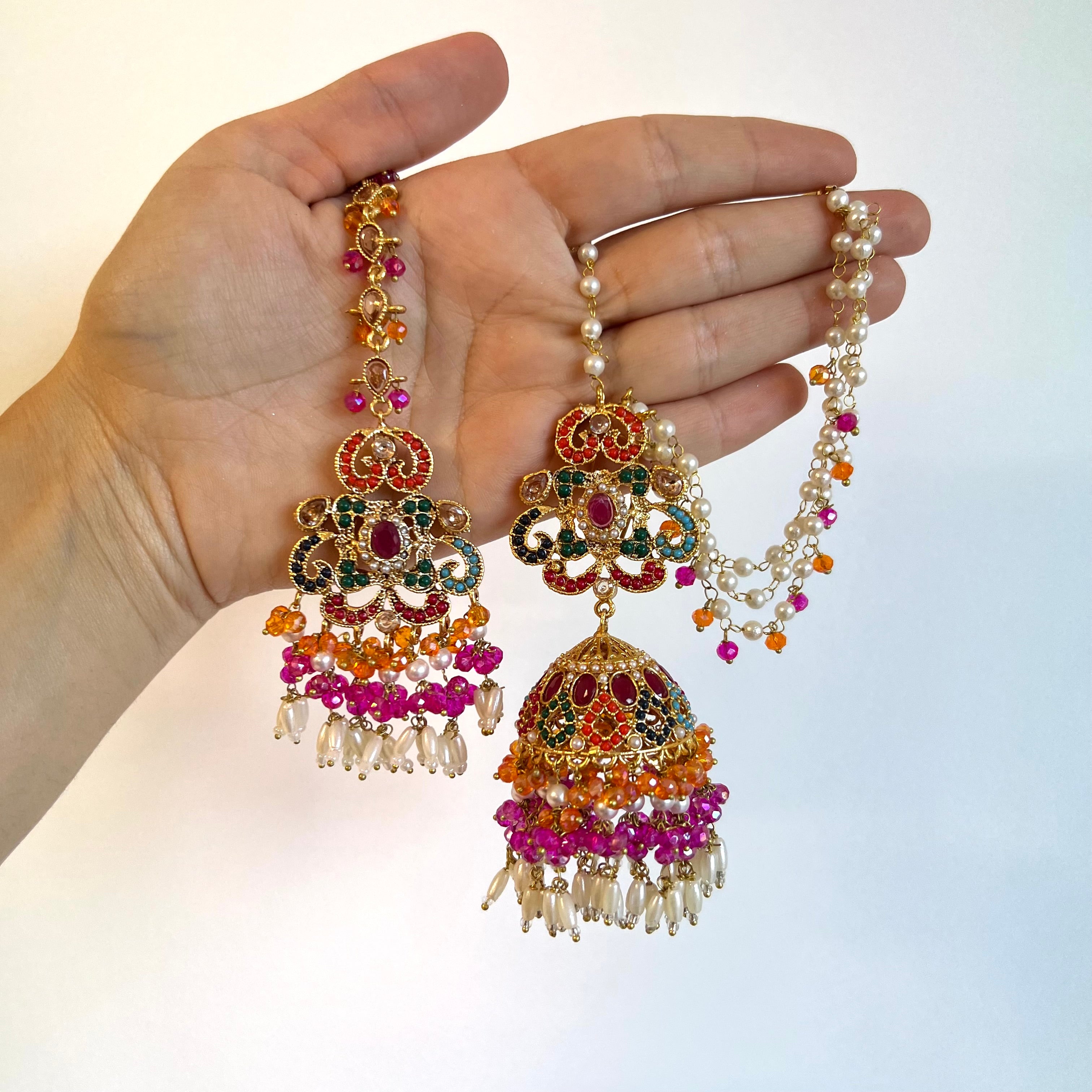 Zuni Earrings & Tikka Orange/Pink