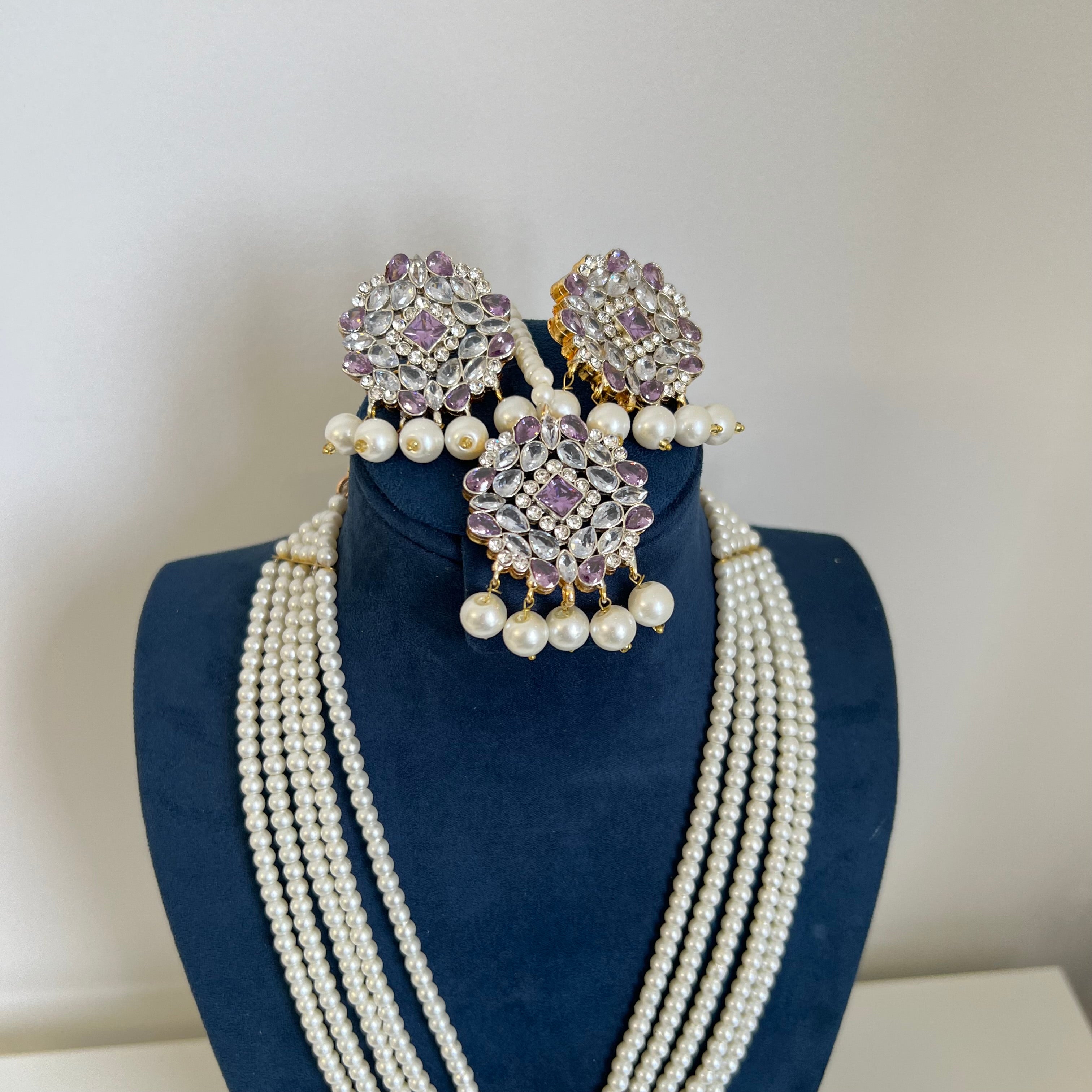 Maham long Necklace Set Purple