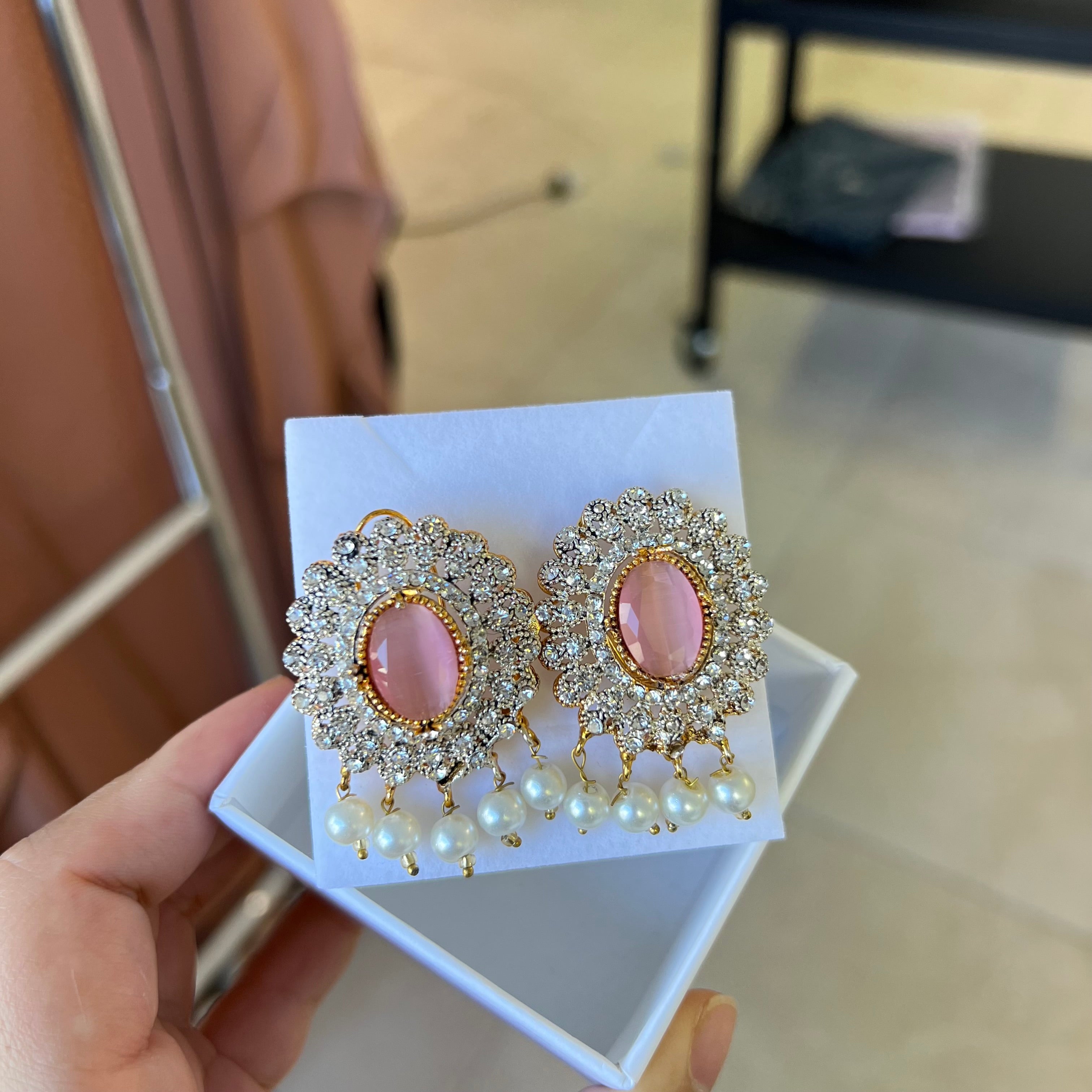 Maya Statement Studs Baby Pink