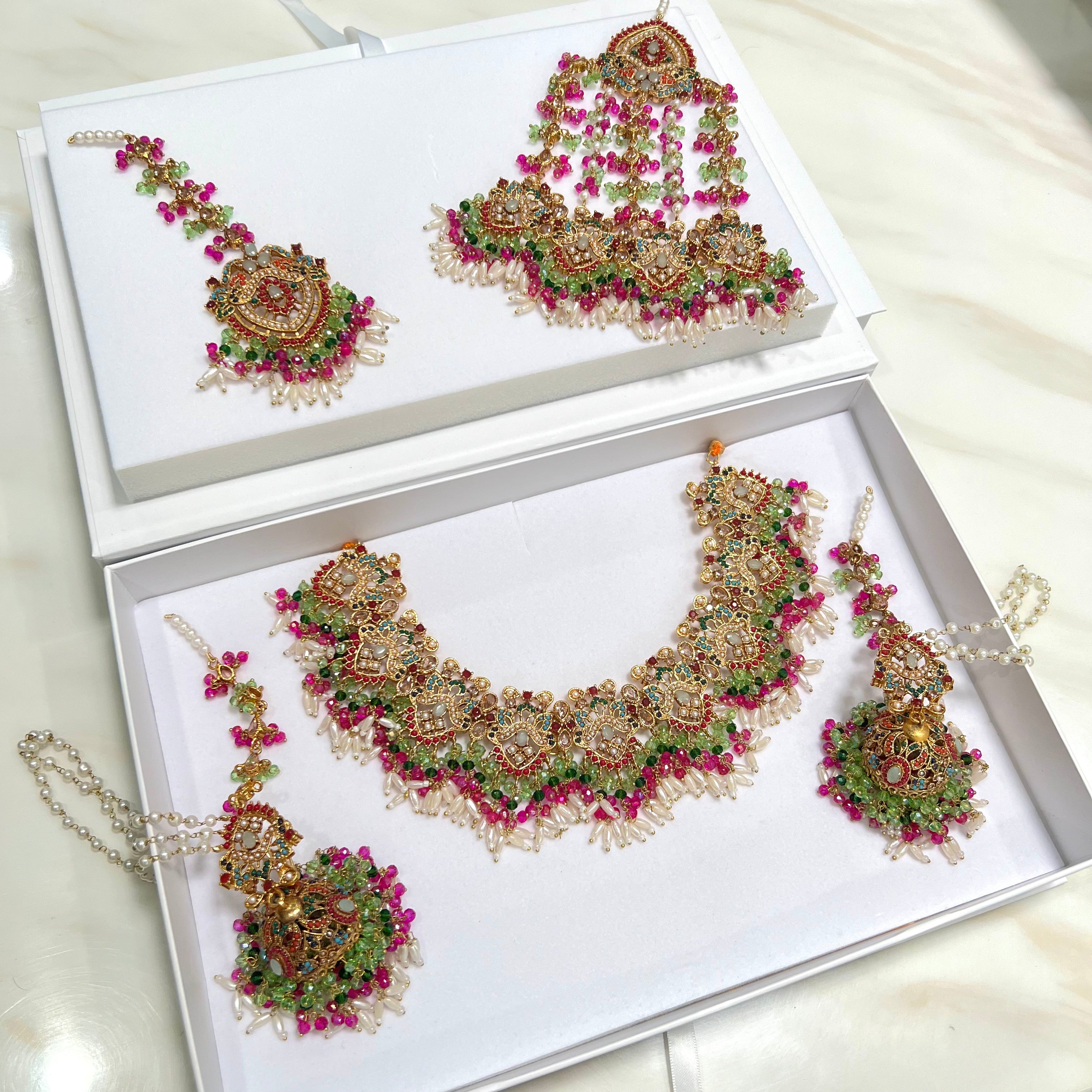 Saria Bridal Set Green/Pink