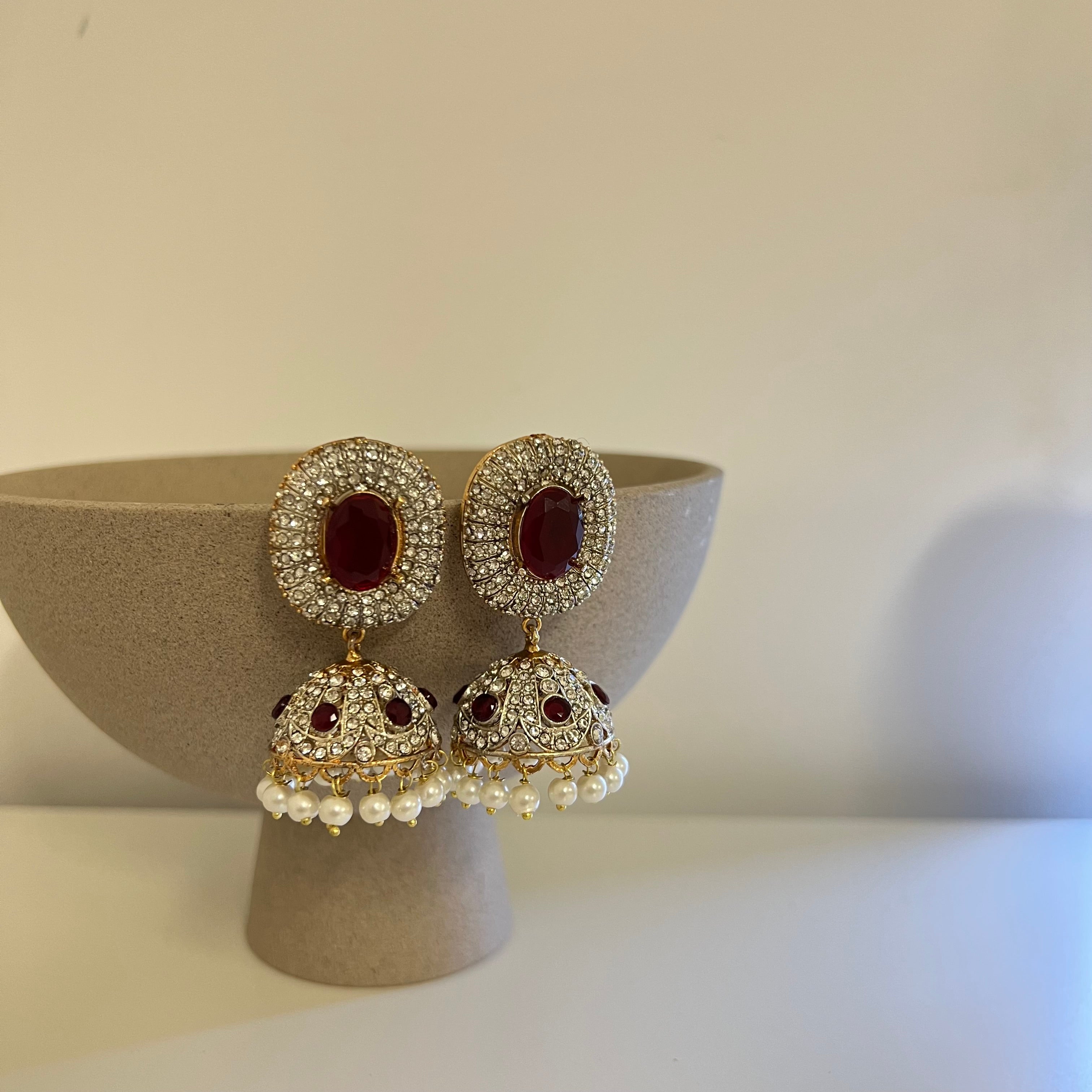 Sahar Jhumki Earrings Red