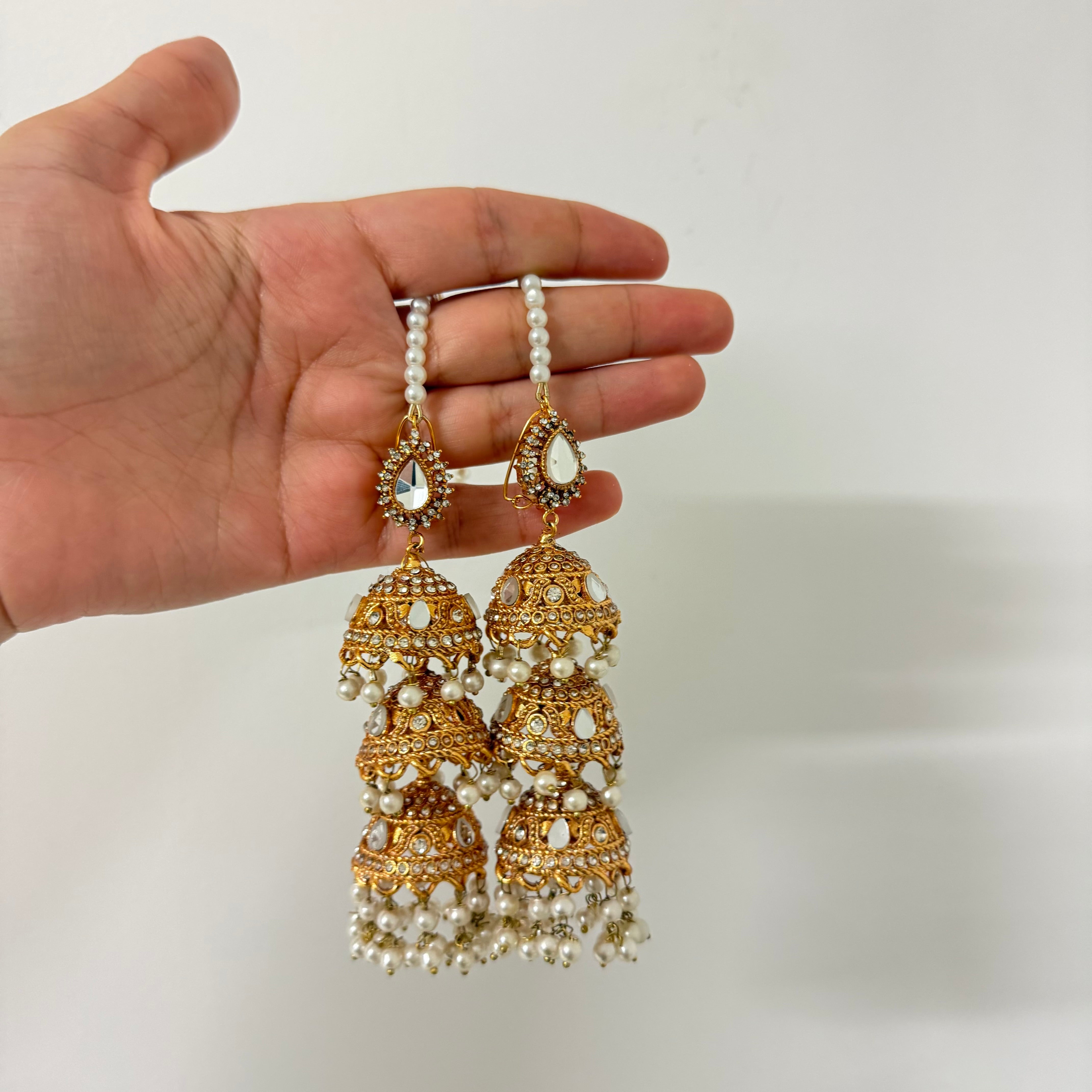 Arooj Jhumki Earrings & Saharey Gold