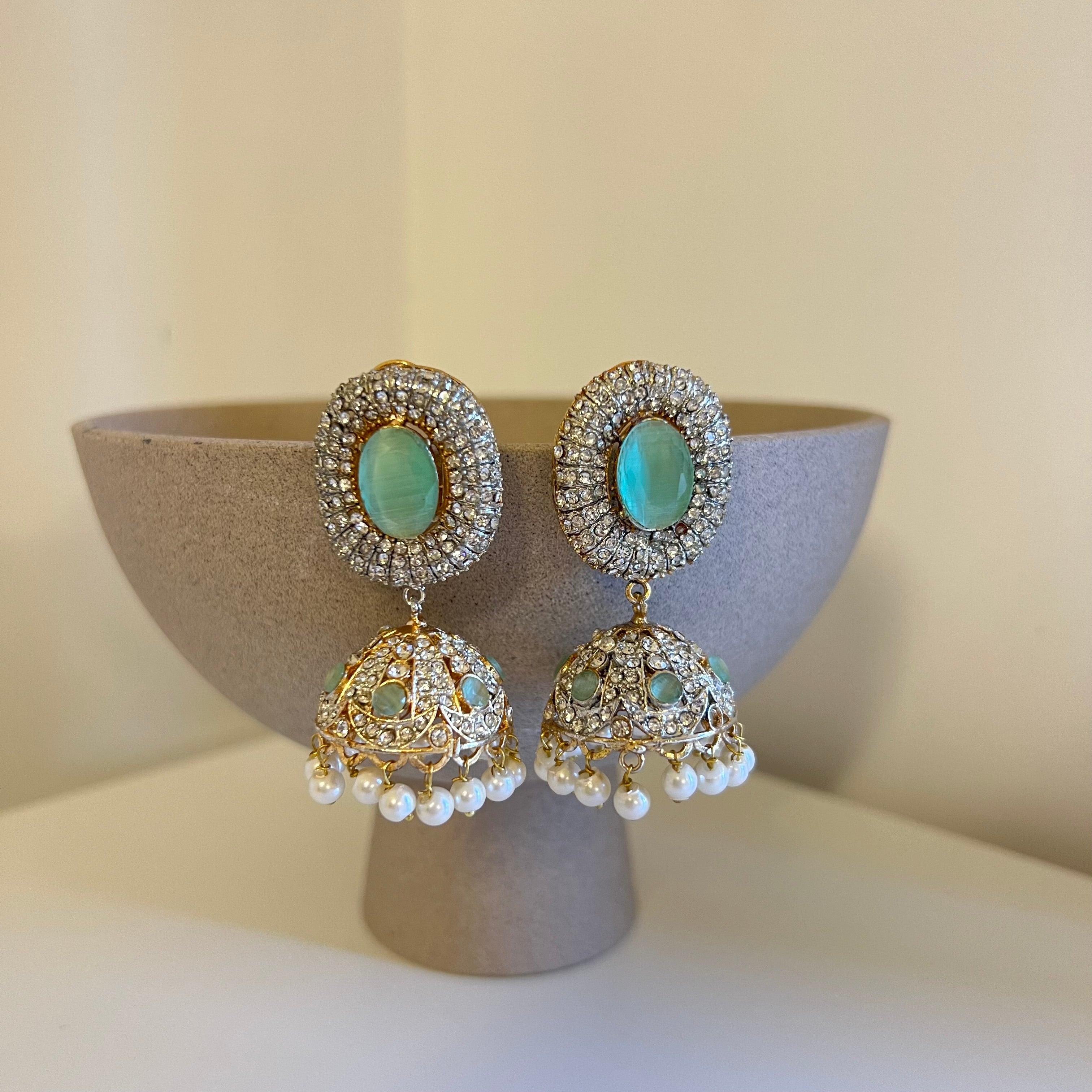 Sahar Jhumki Earrings Mint