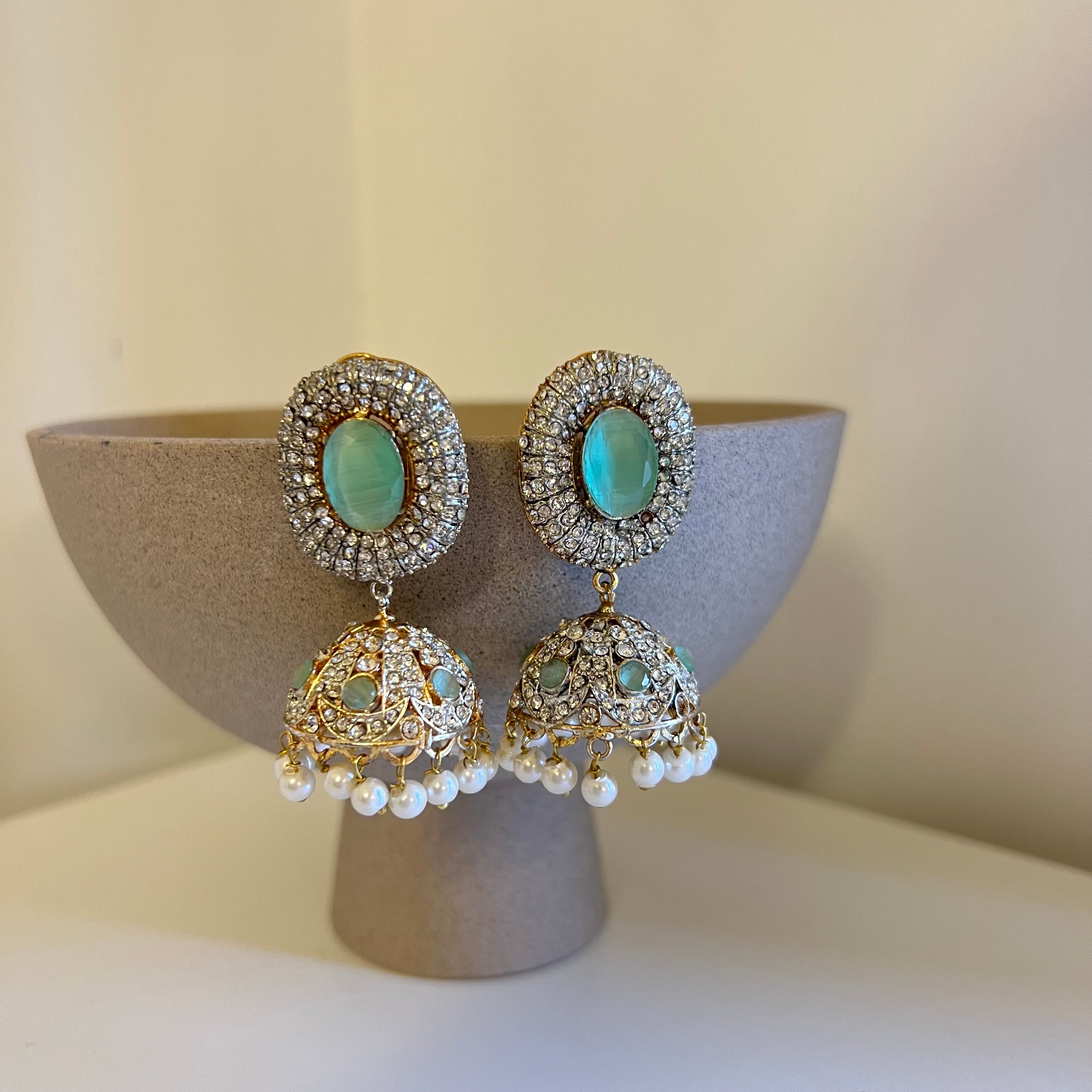 Sahar Jhumki Earrings Mint