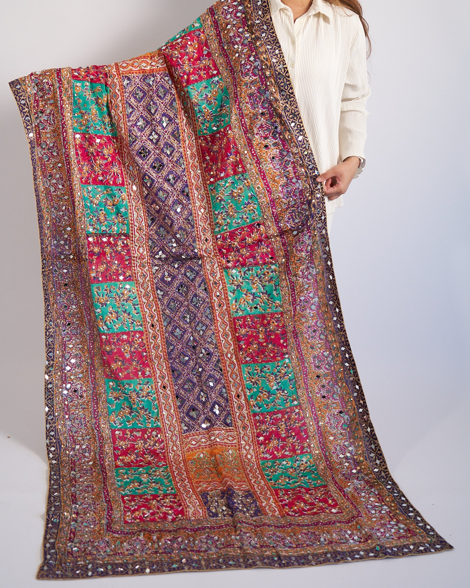 Hafsa Multicoloured Silk Dupatta