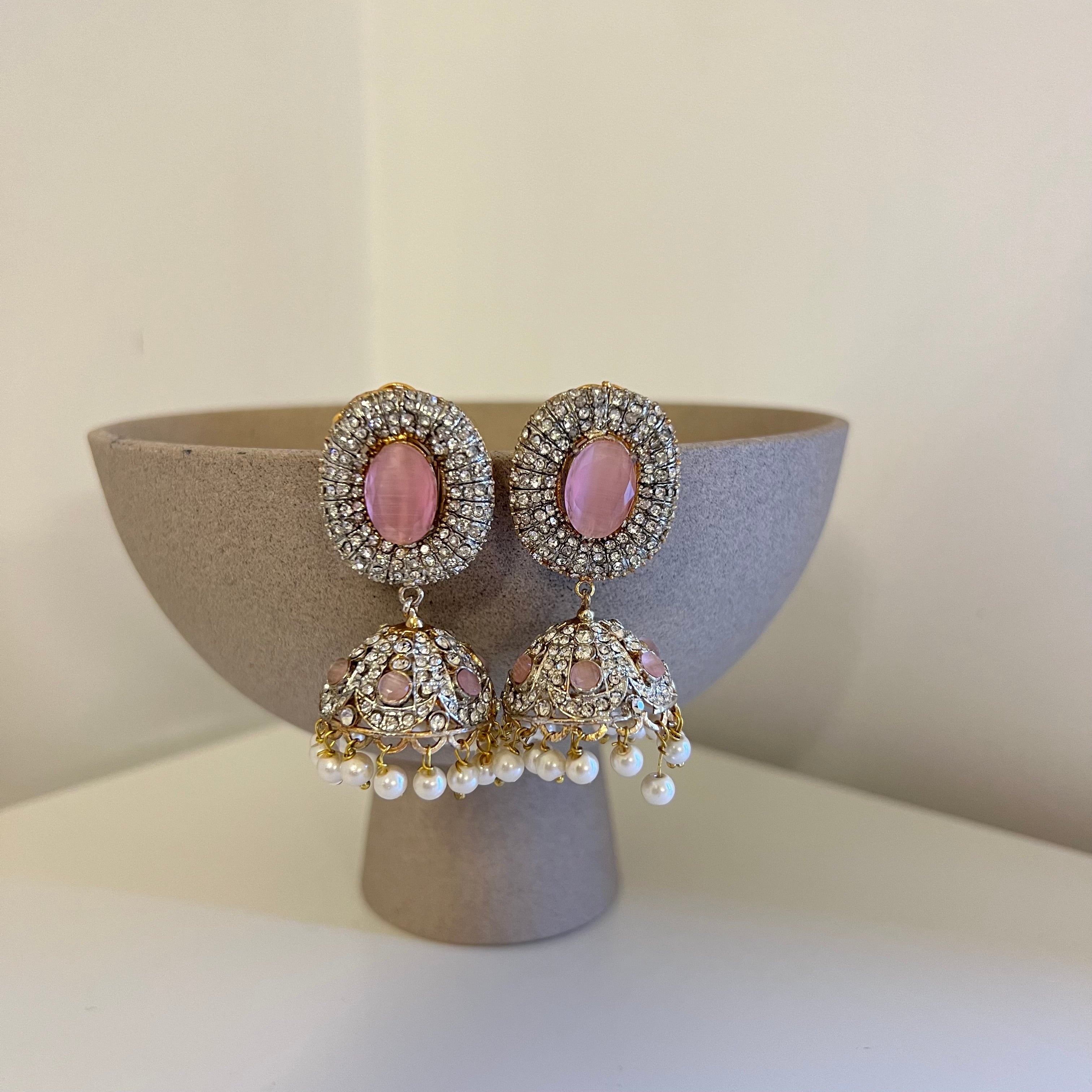 Sahar Jhumki Earrings Pink