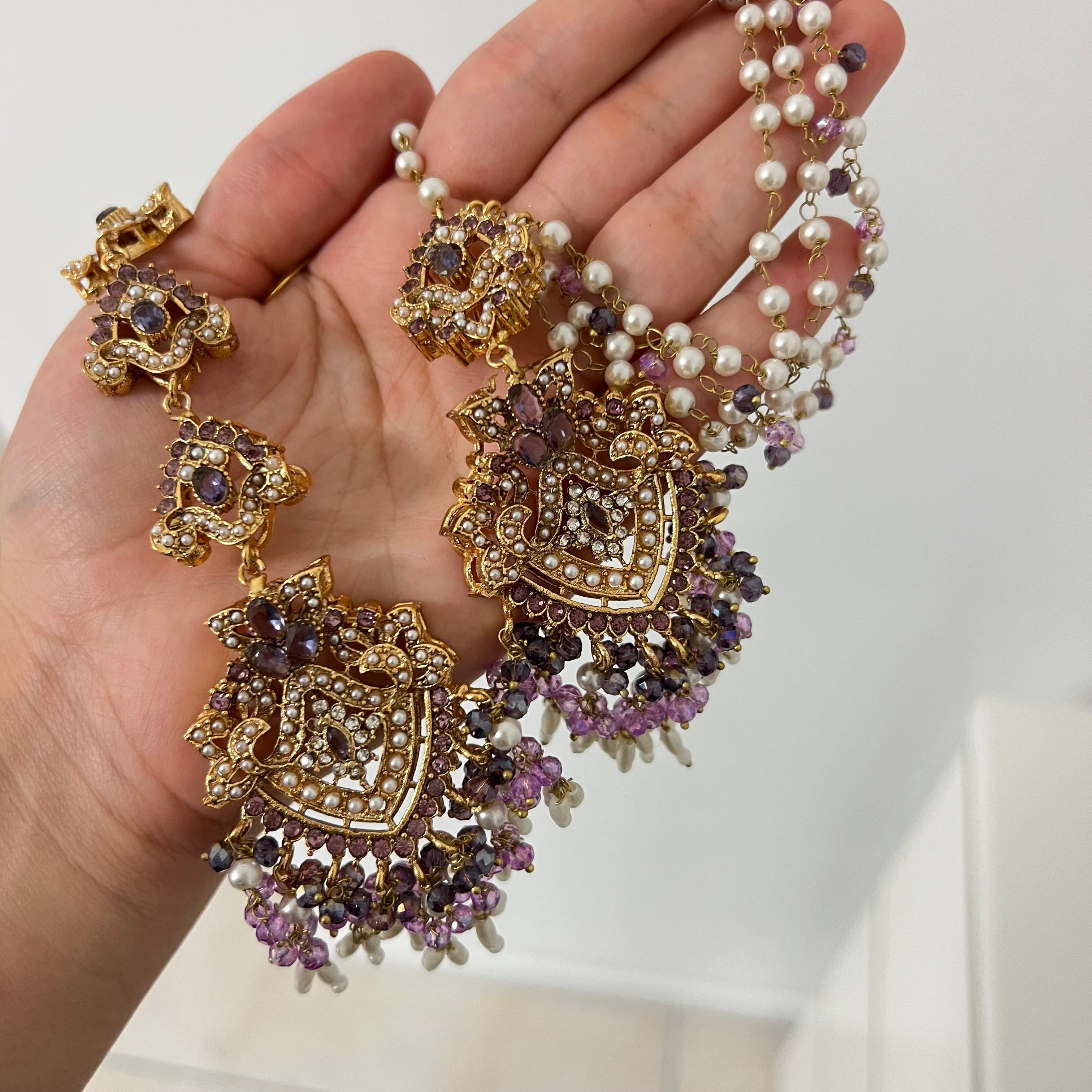 Sarah Earrings & Tikka Purple