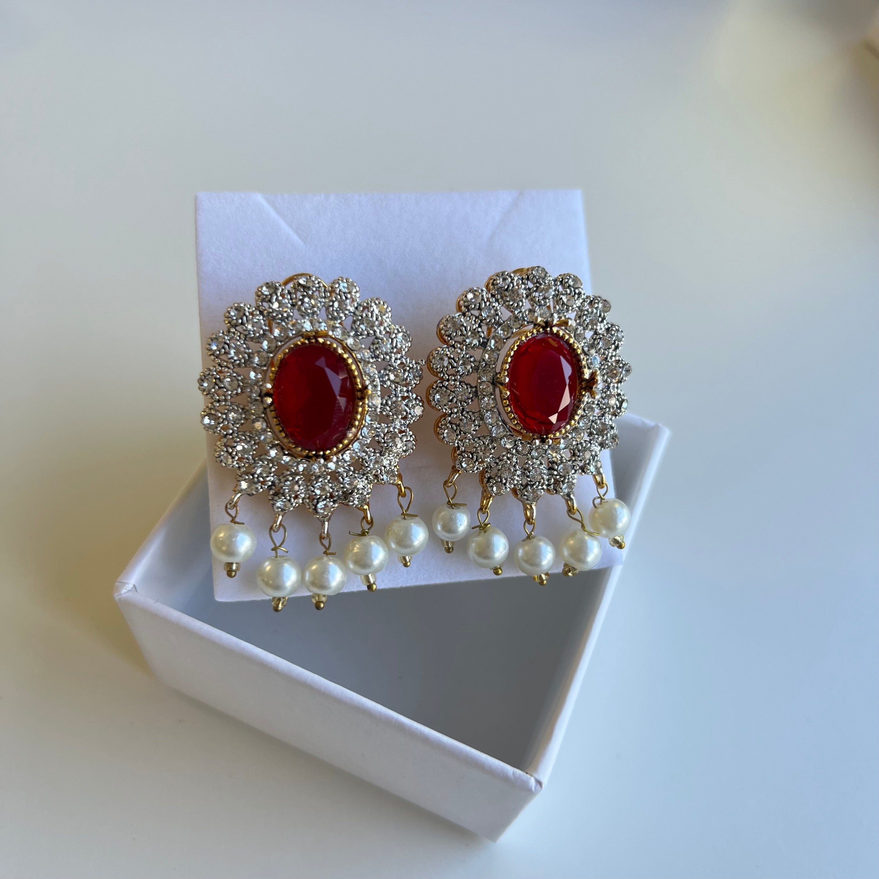 Maya Statement Studs Red