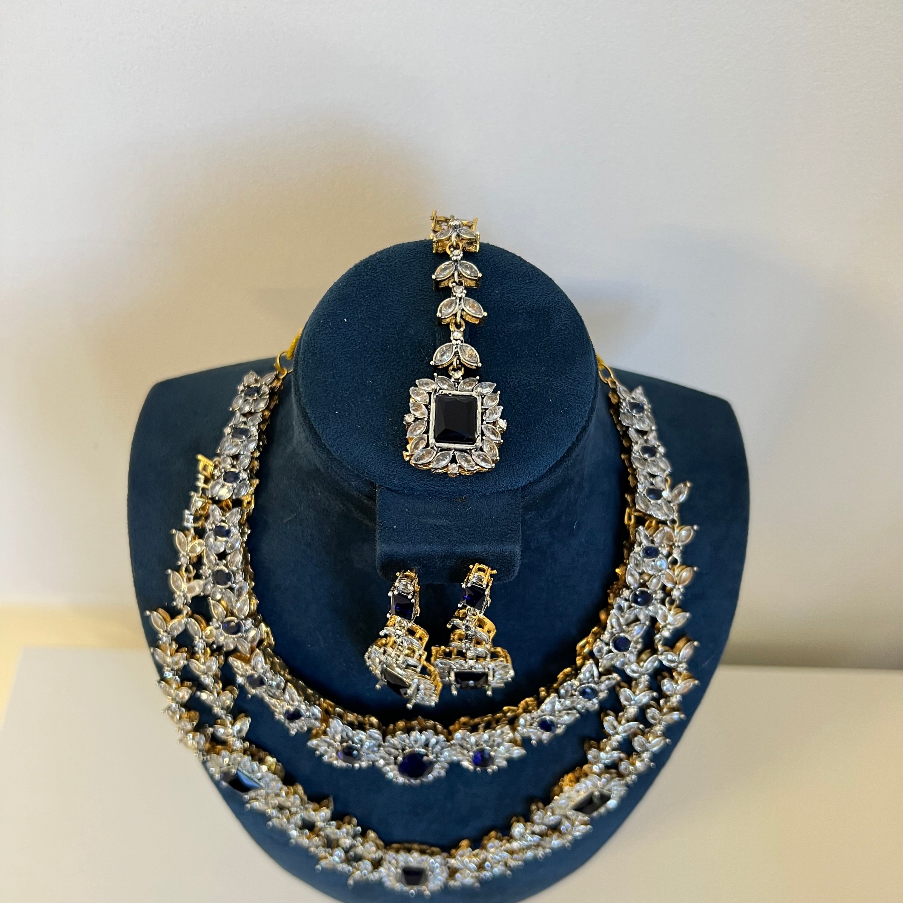 Zarnab Necklace Set Navy