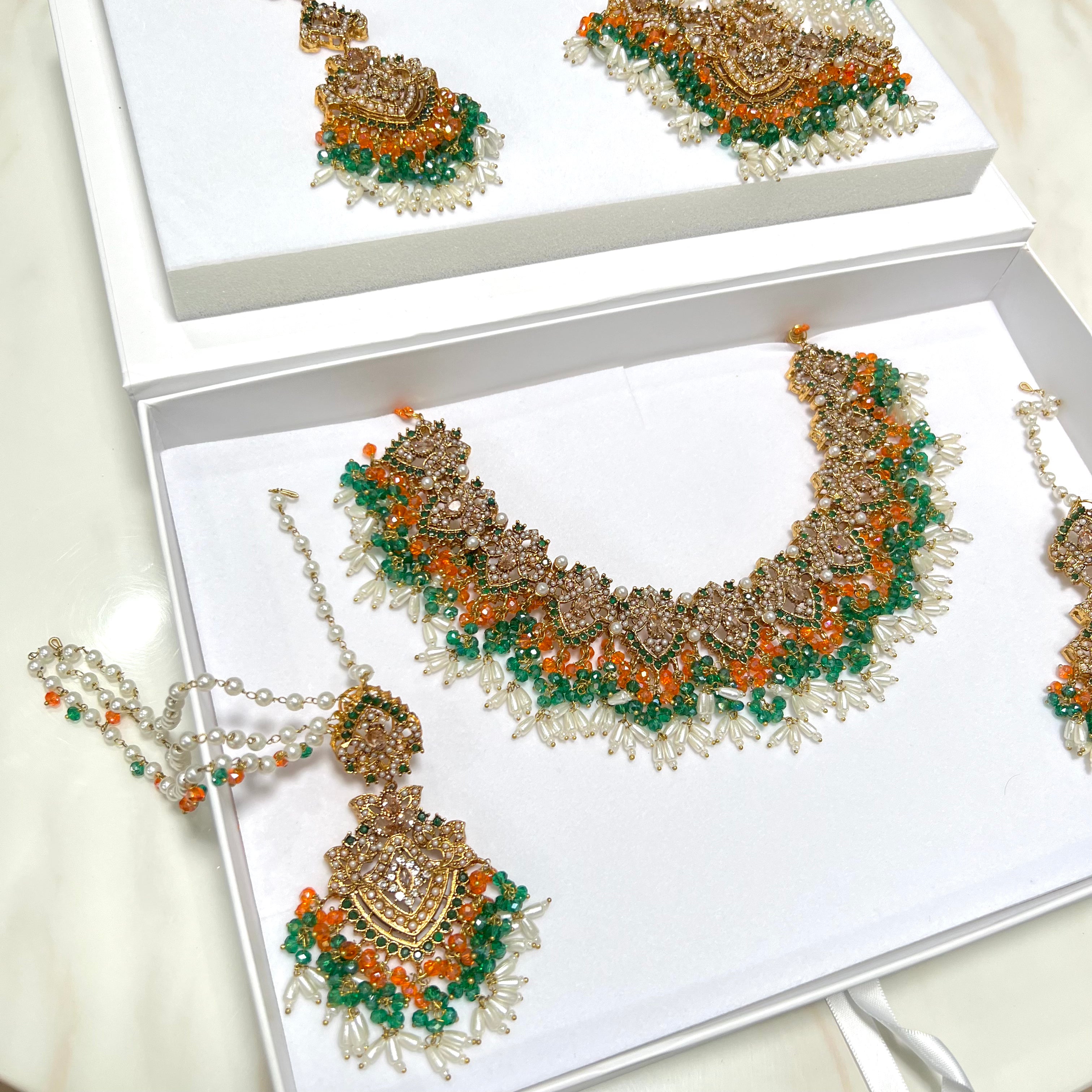 Sanam Bridal Set Orange & Green