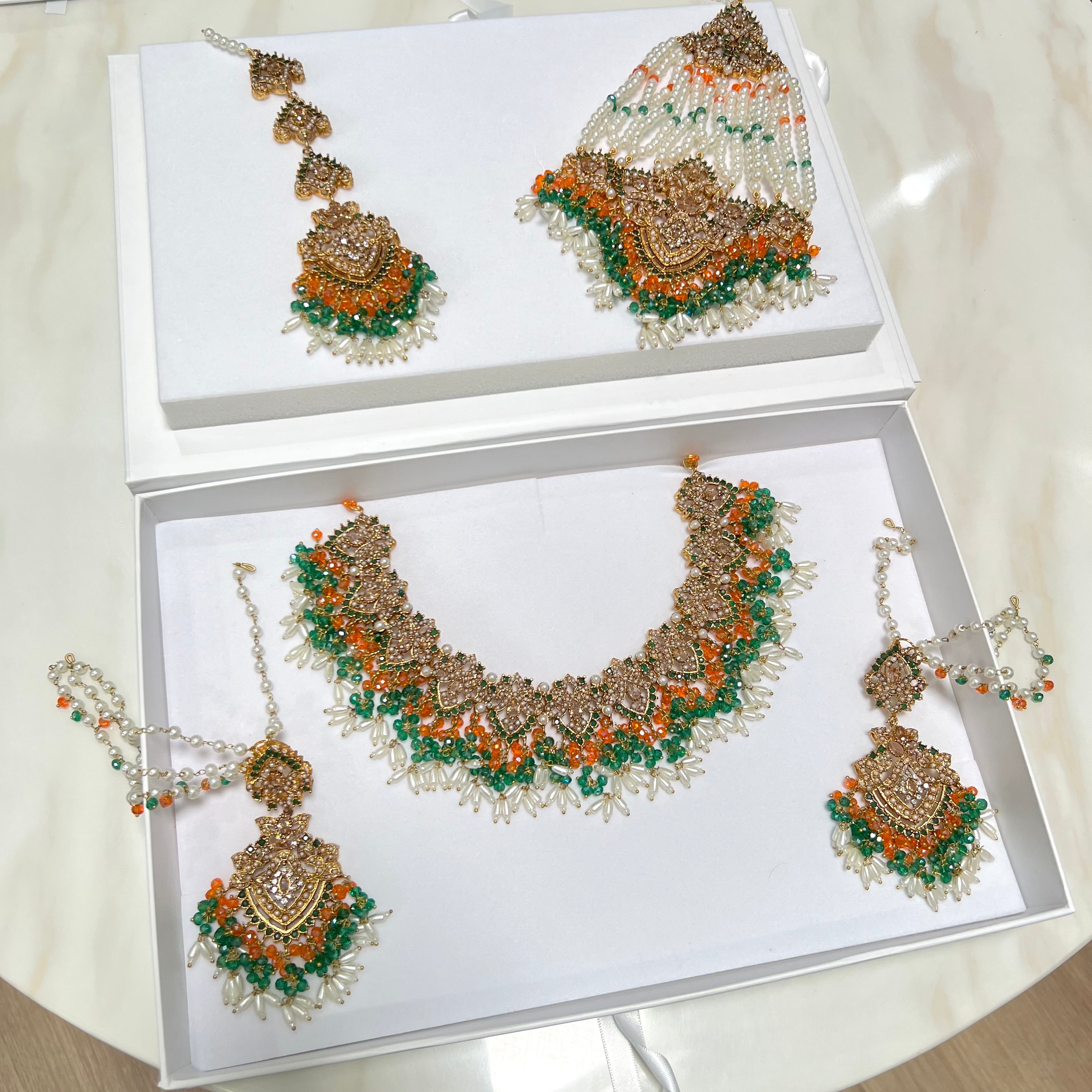 Sanam Bridal Set Orange & Green