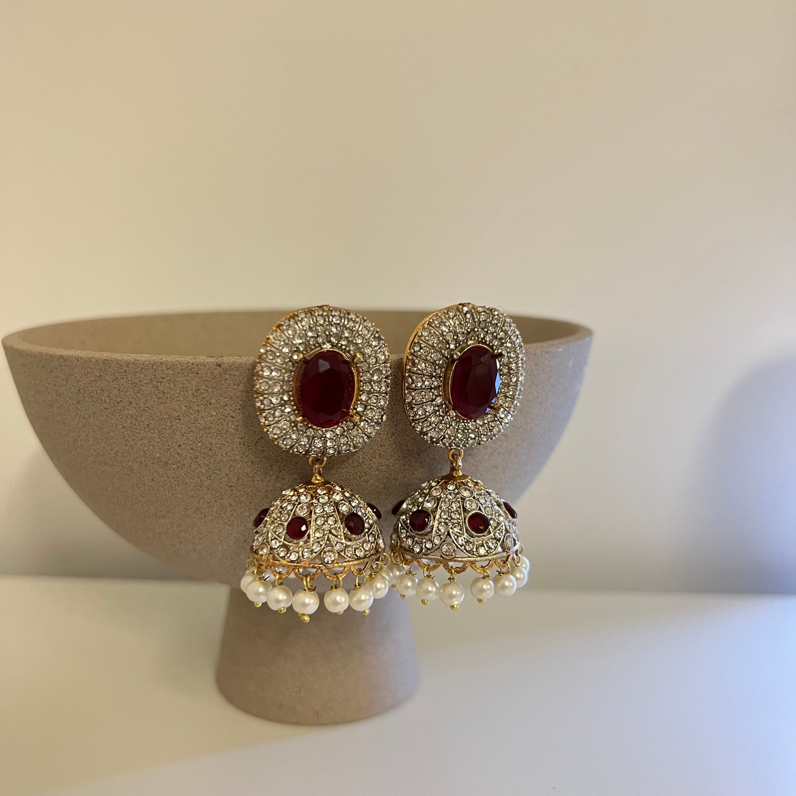 Sahar Jhumki Earrings Red