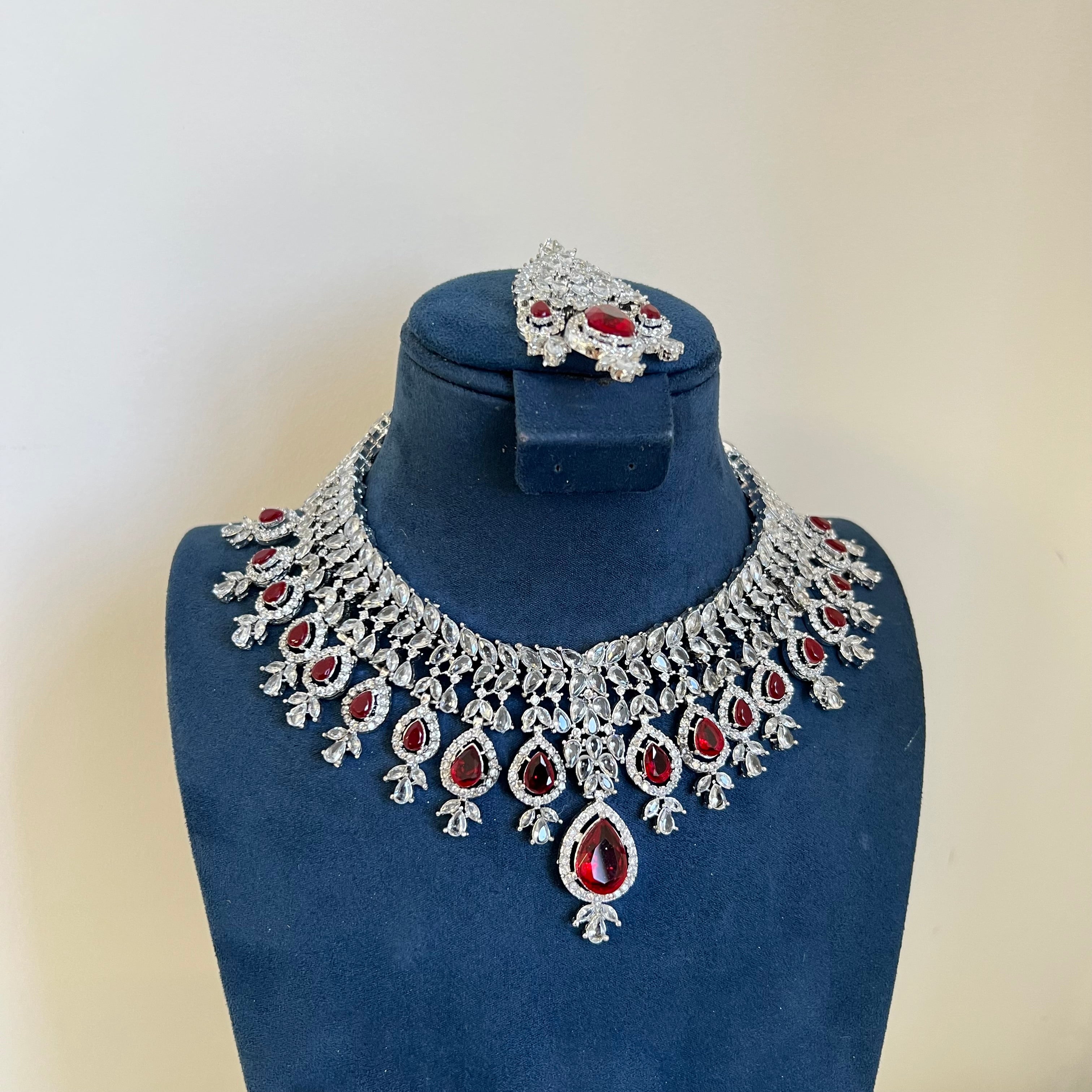 Sajal Necklace Set Red