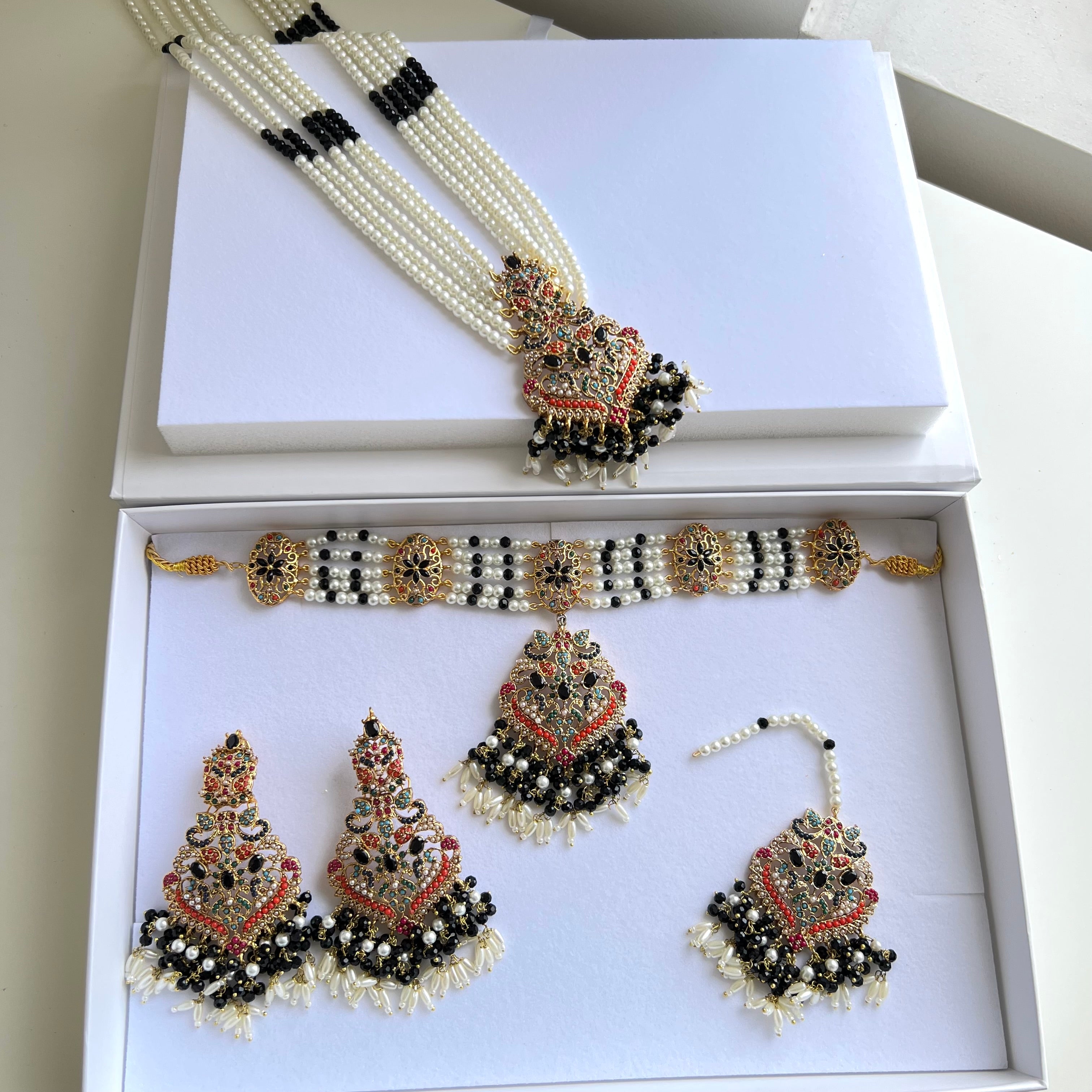 Anam Double Necklace Set Black