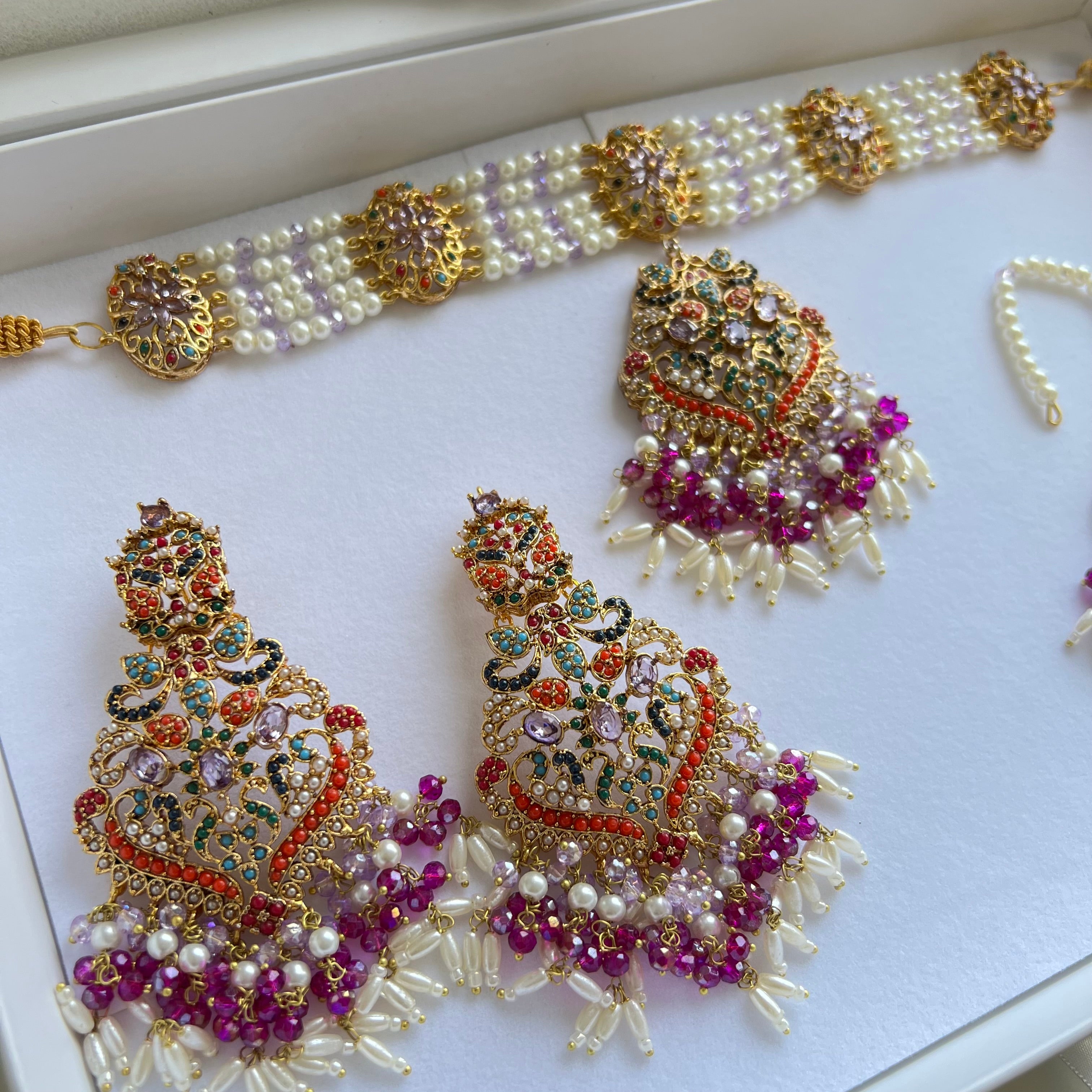 Anam Double Necklace Set Purple