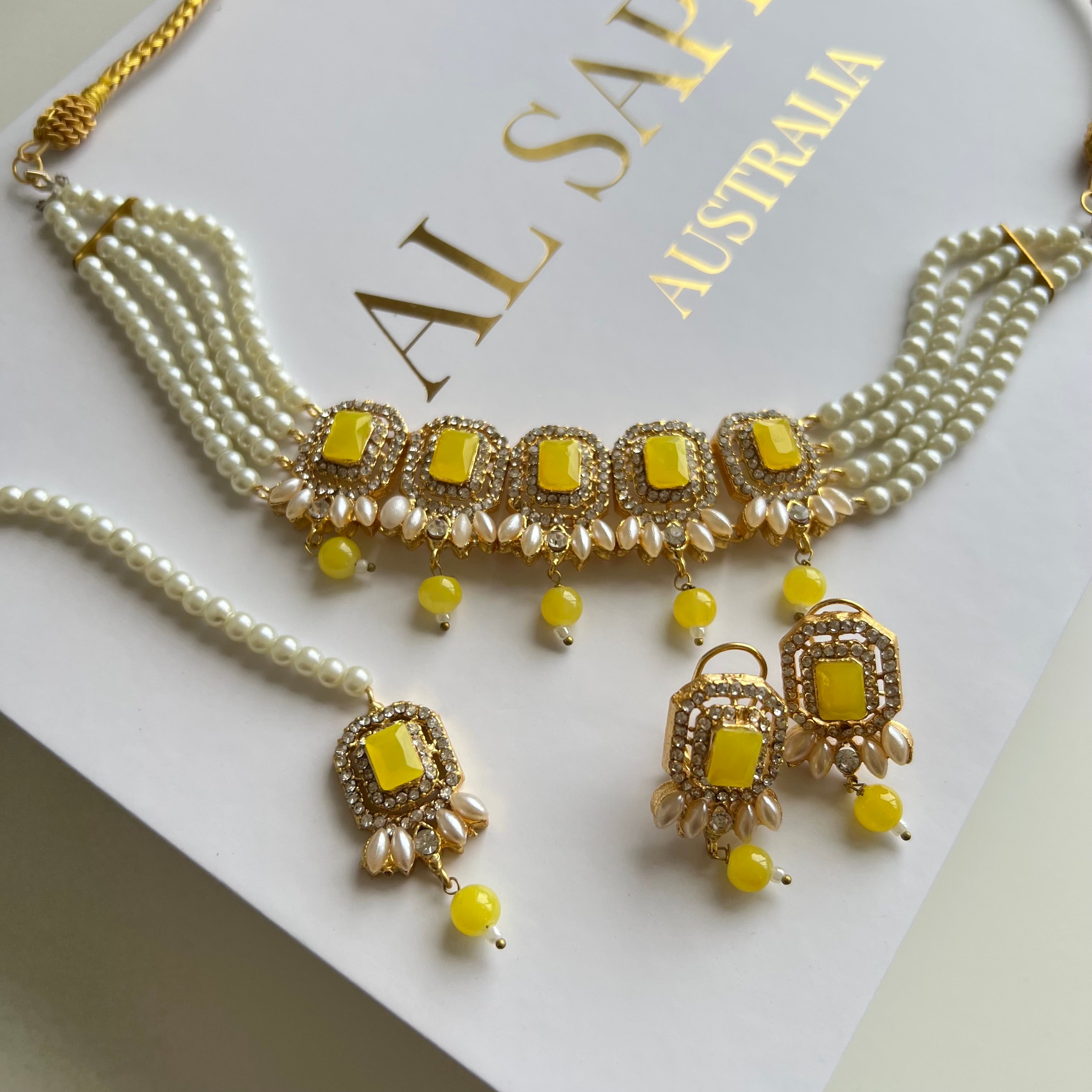 Nazia Choker Set Yellow