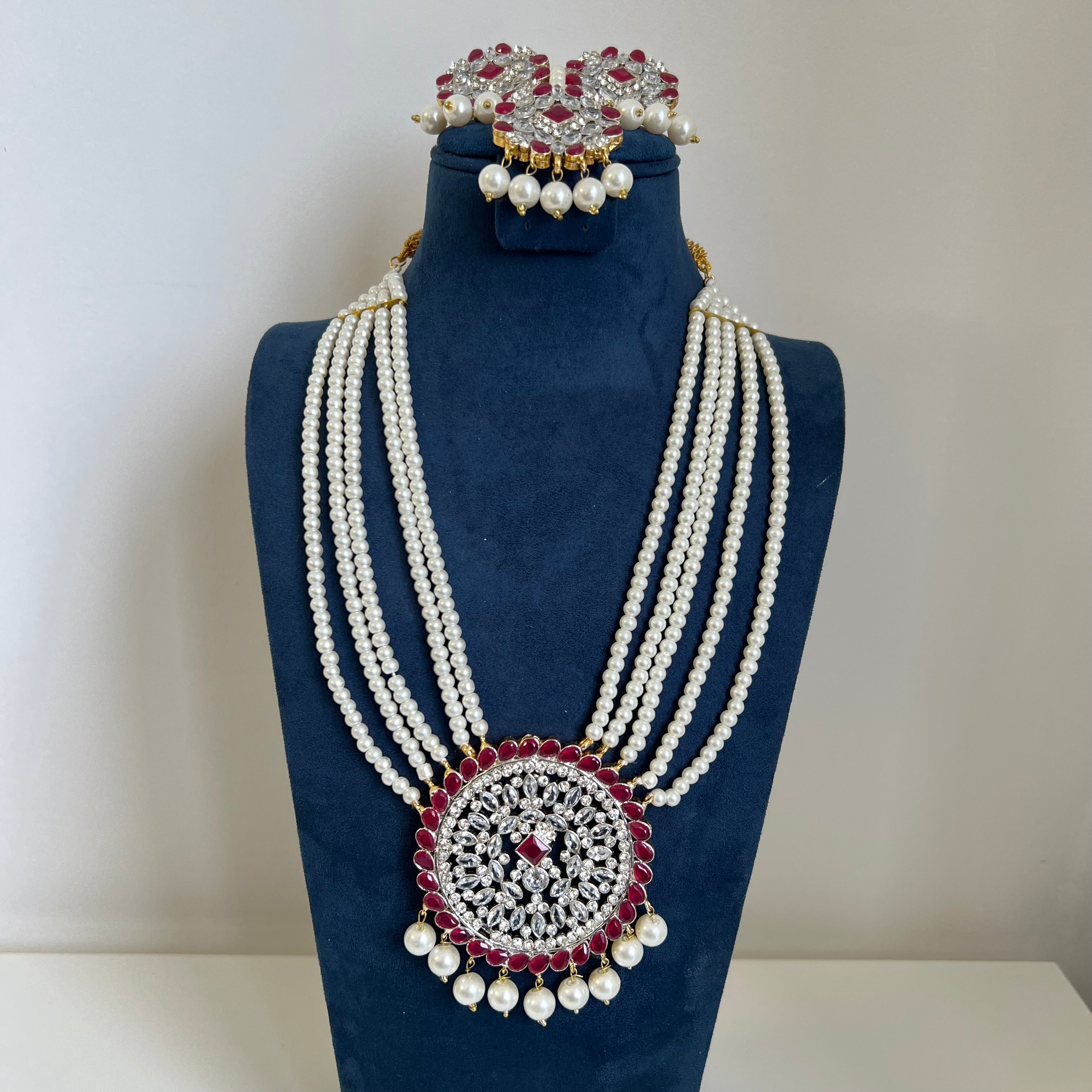 Maham long Necklace Set Pink