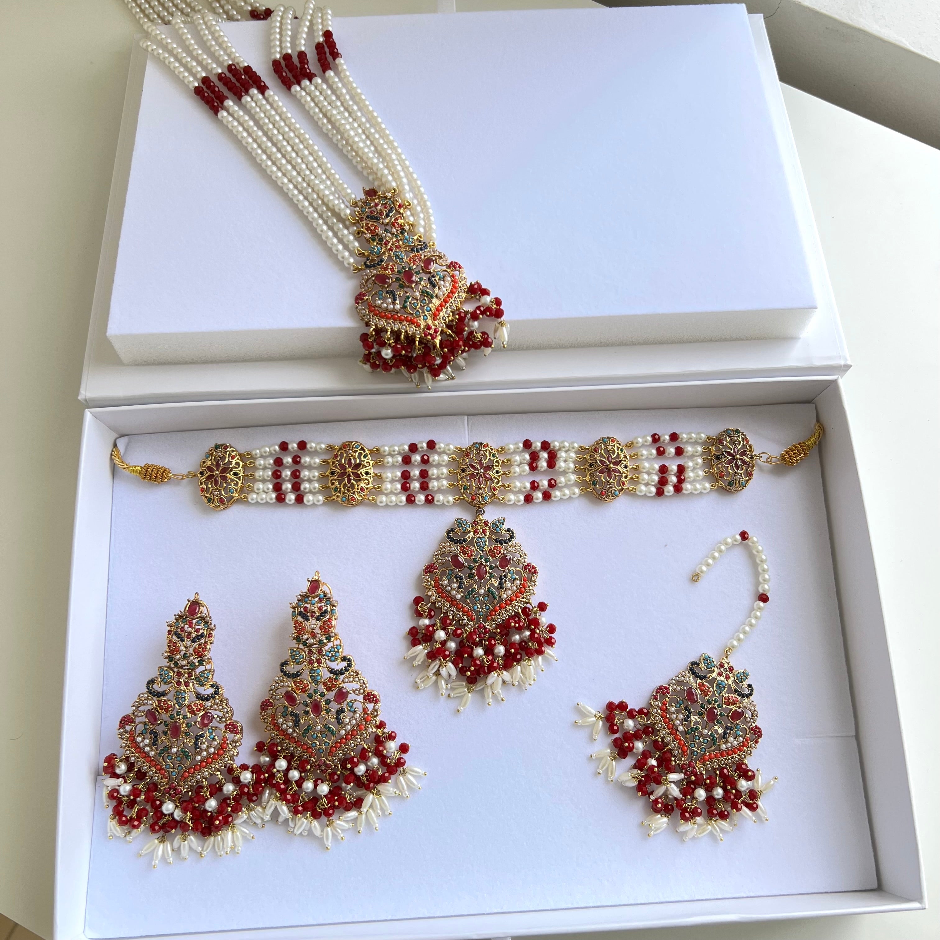 Anam Double Necklace Set Red